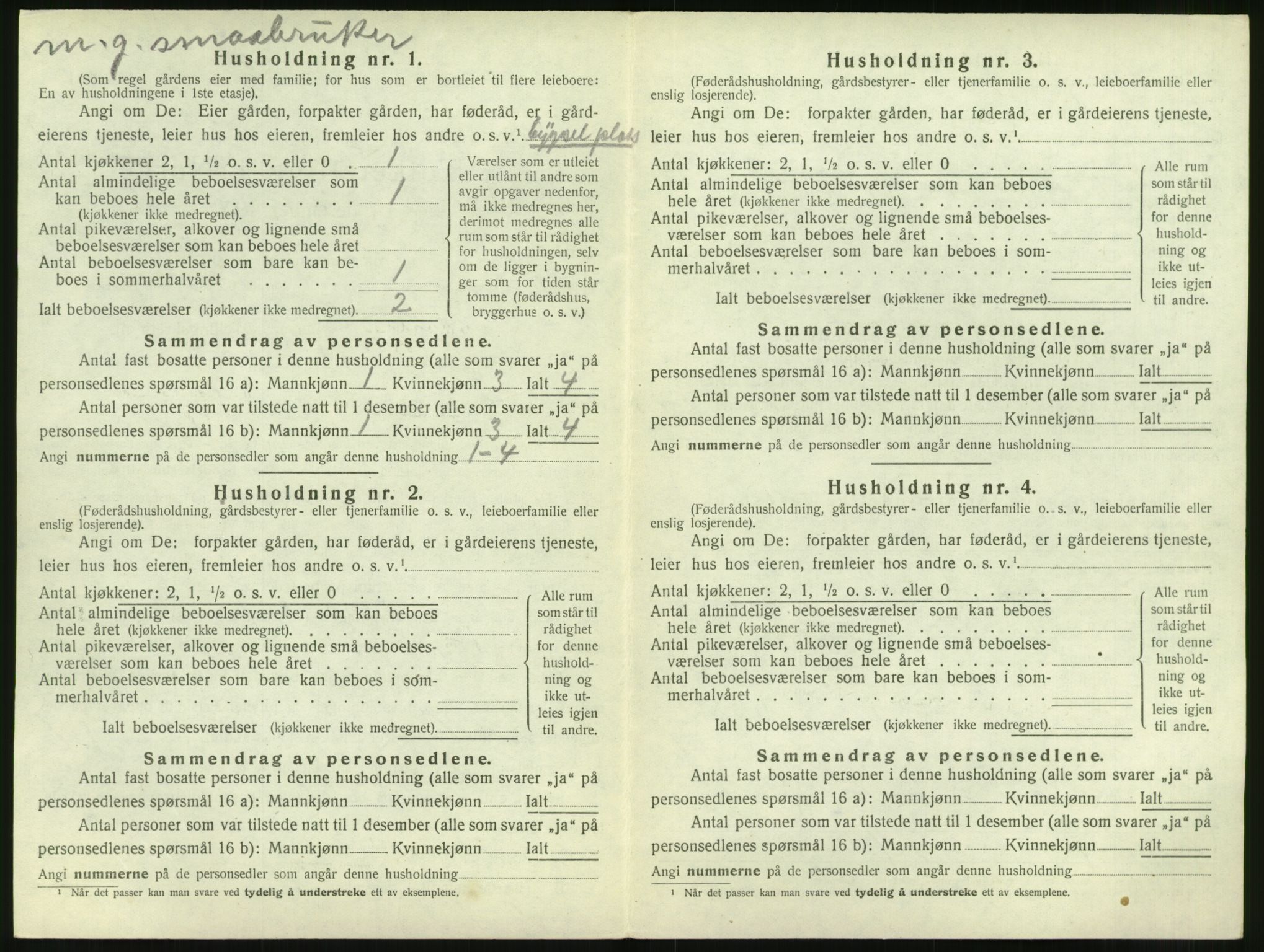 SAT, 1920 census for Vatne, 1920, p. 357