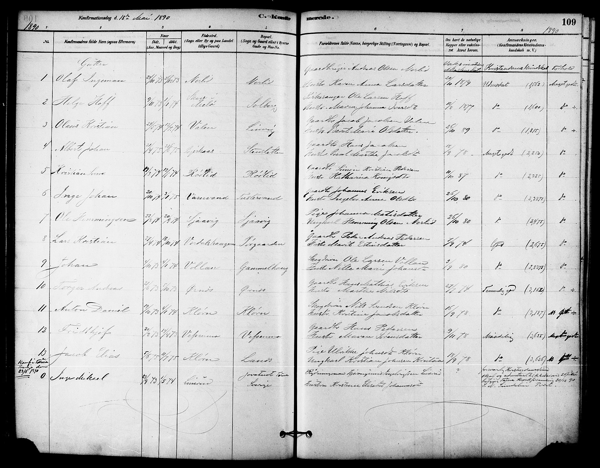 Ministerialprotokoller, klokkerbøker og fødselsregistre - Nordland, AV/SAT-A-1459/823/L0325: Parish register (official) no. 823A02, 1878-1898, p. 109