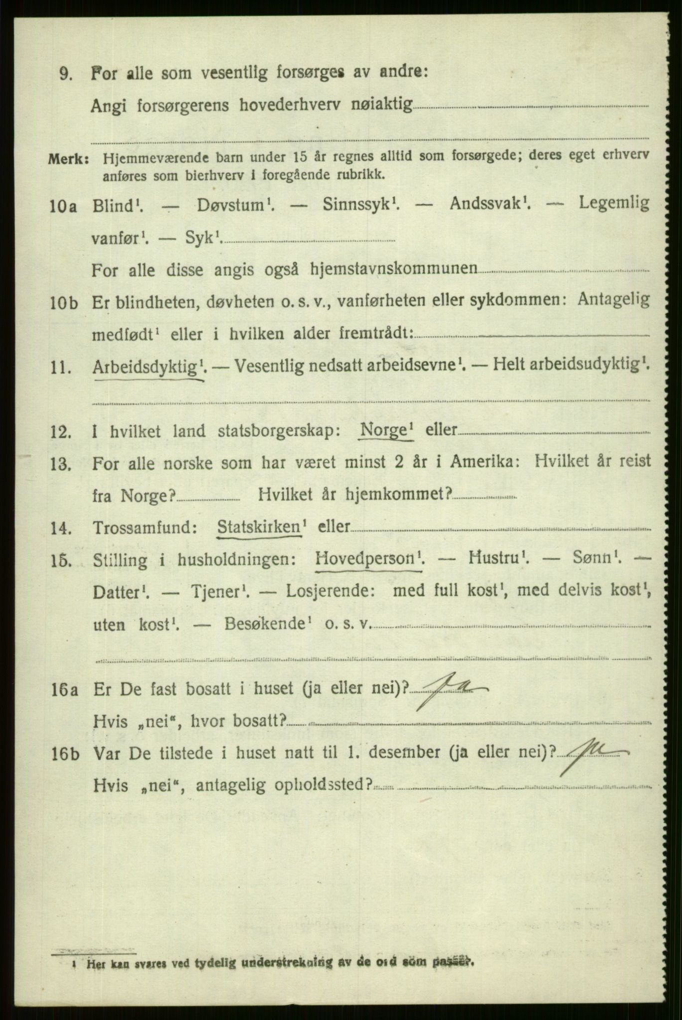 SAB, 1920 census for Voss, 1920, p. 16146