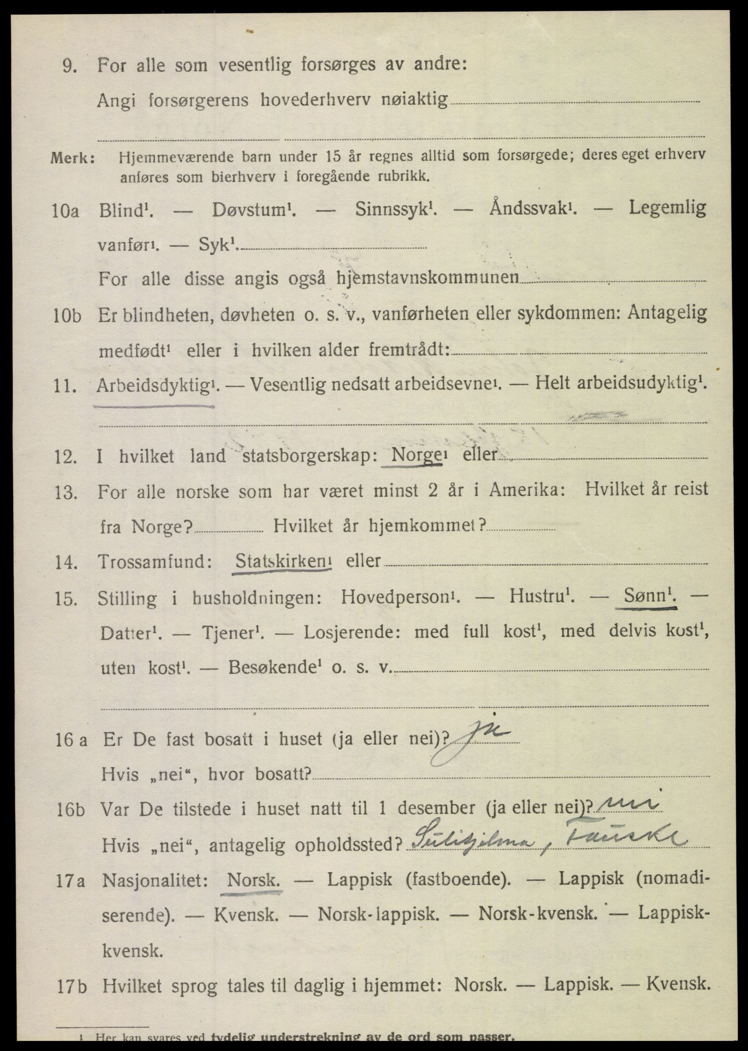 SAT, 1920 census for Sørfold, 1920, p. 4078