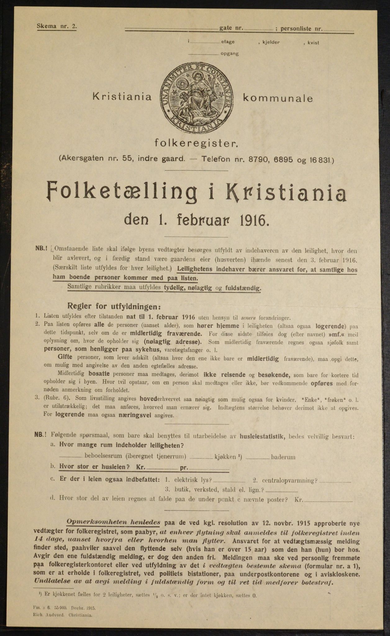 OBA, Municipal Census 1916 for Kristiania, 1916, p. 55659