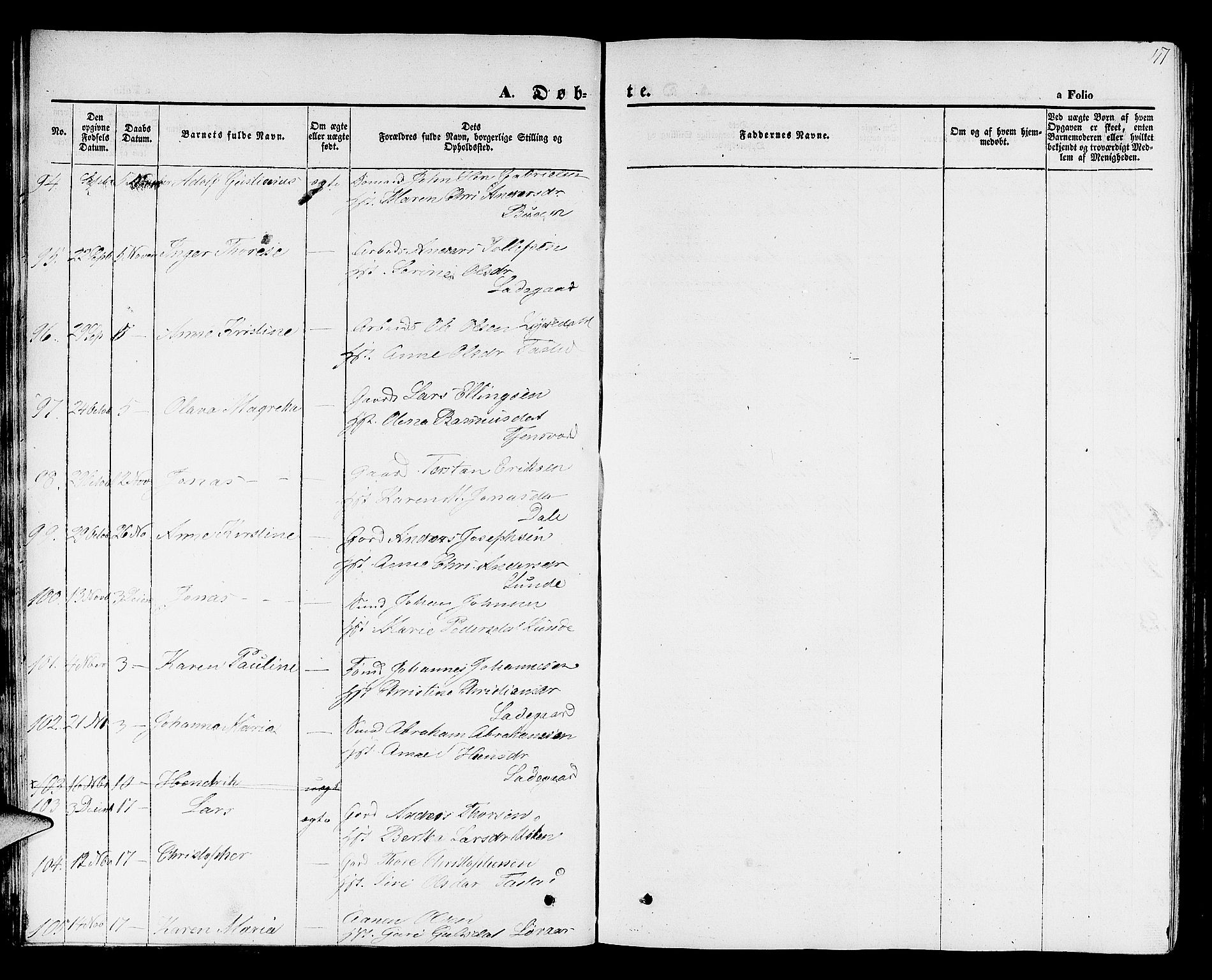 Hetland sokneprestkontor, AV/SAST-A-101826/30/30BB/L0001: Parish register (copy) no. B 1, 1850-1868, p. 47