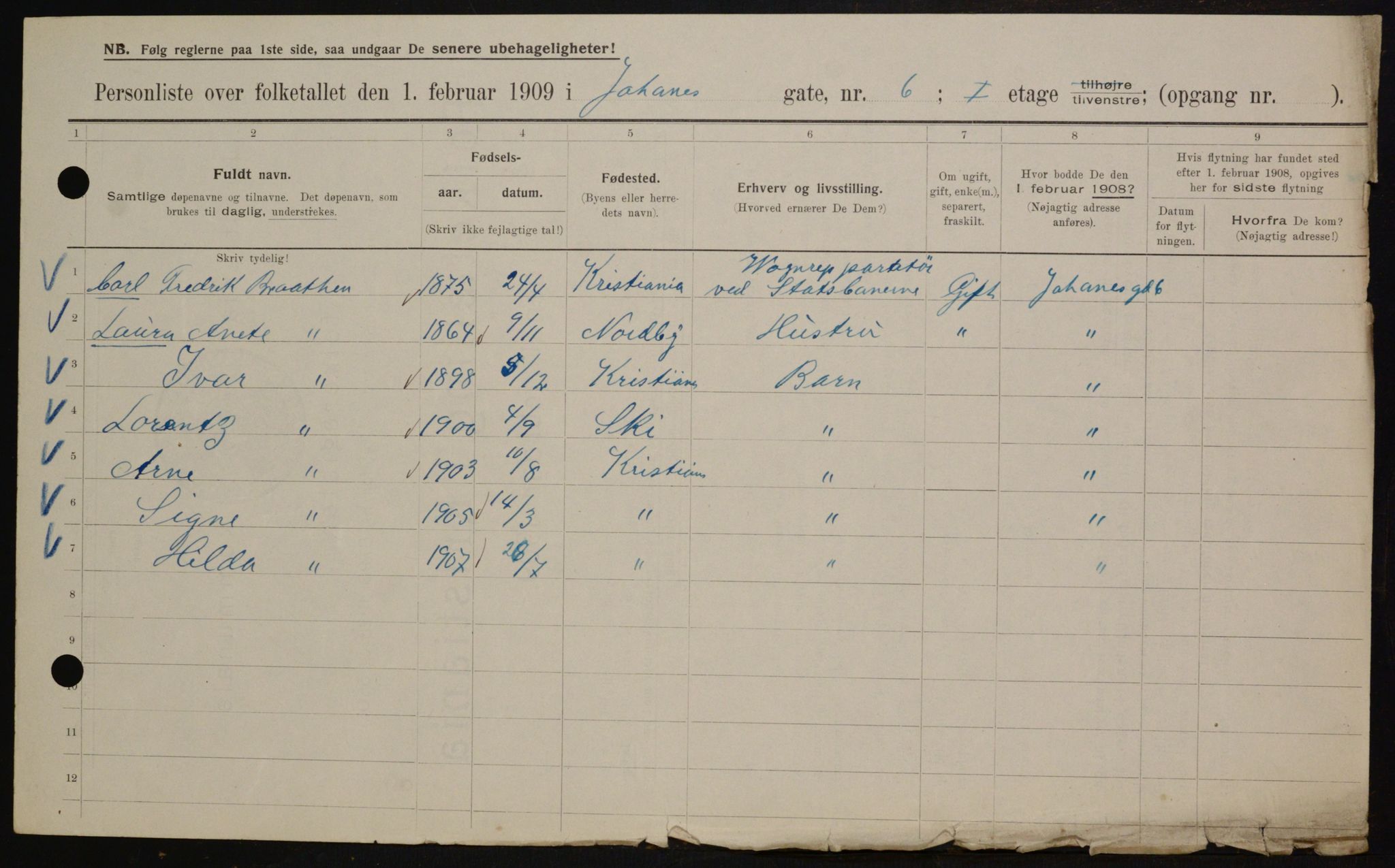 OBA, Municipal Census 1909 for Kristiania, 1909, p. 43101