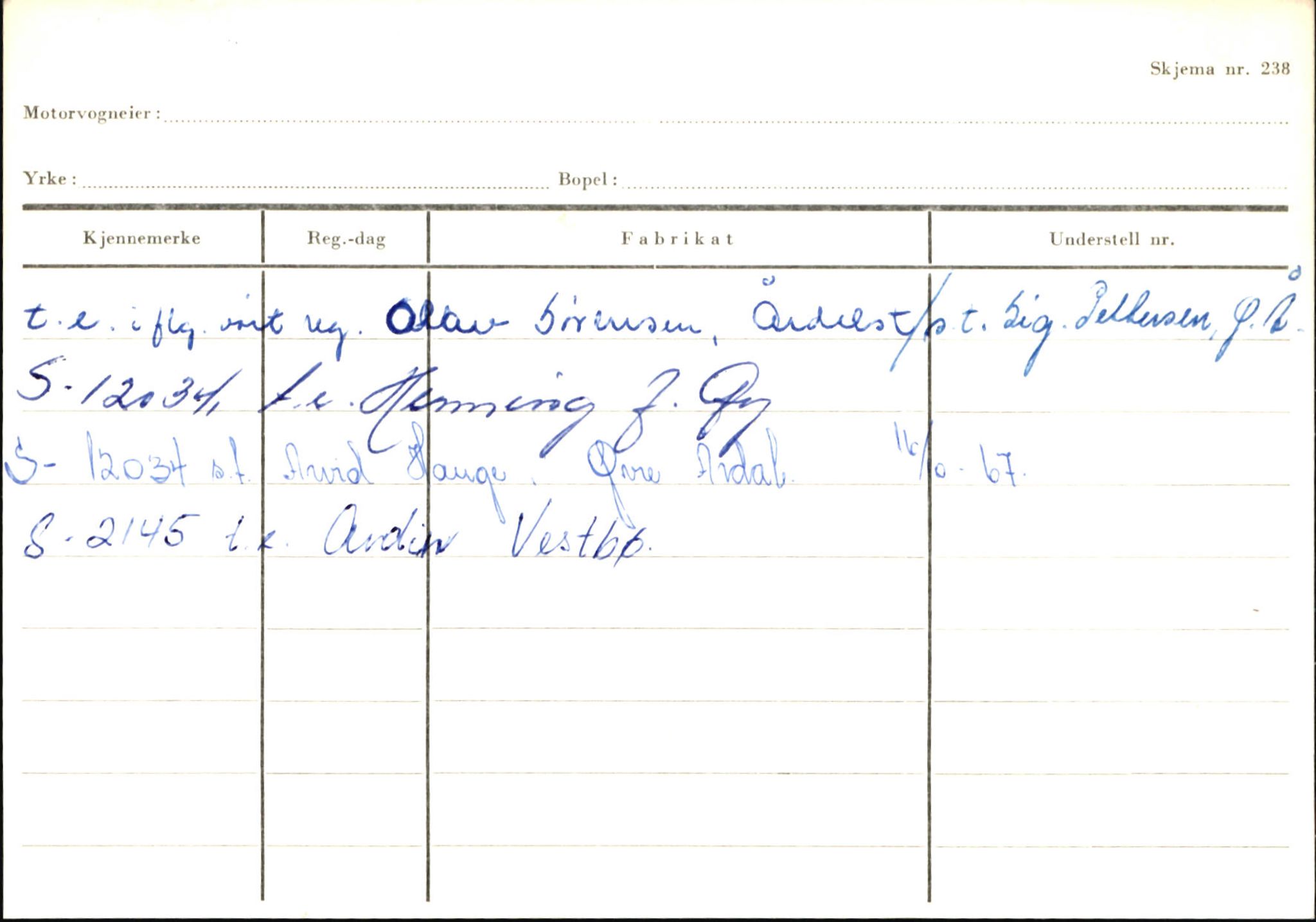 Statens vegvesen, Sogn og Fjordane vegkontor, AV/SAB-A-5301/4/F/L0146: Registerkort Årdal R-Å samt diverse kort, 1945-1975, p. 28