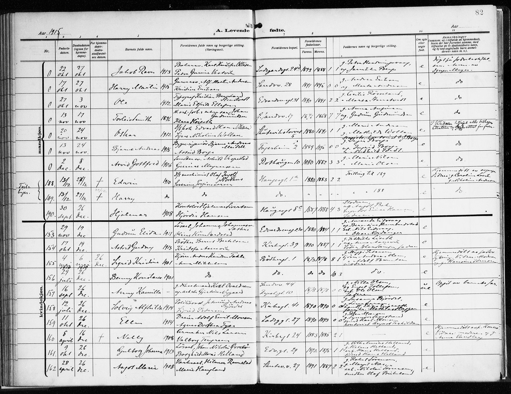 Sandviken Sokneprestembete, AV/SAB-A-77601/H/Ha/L0007: Parish register (official) no. B 4, 1912-1924, p. 82