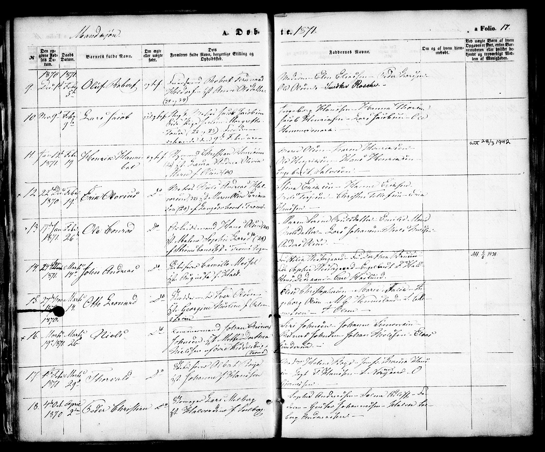Arendal sokneprestkontor, Trefoldighet, SAK/1111-0040/F/Fa/L0007: Parish register (official) no. A 7, 1868-1878, p. 17