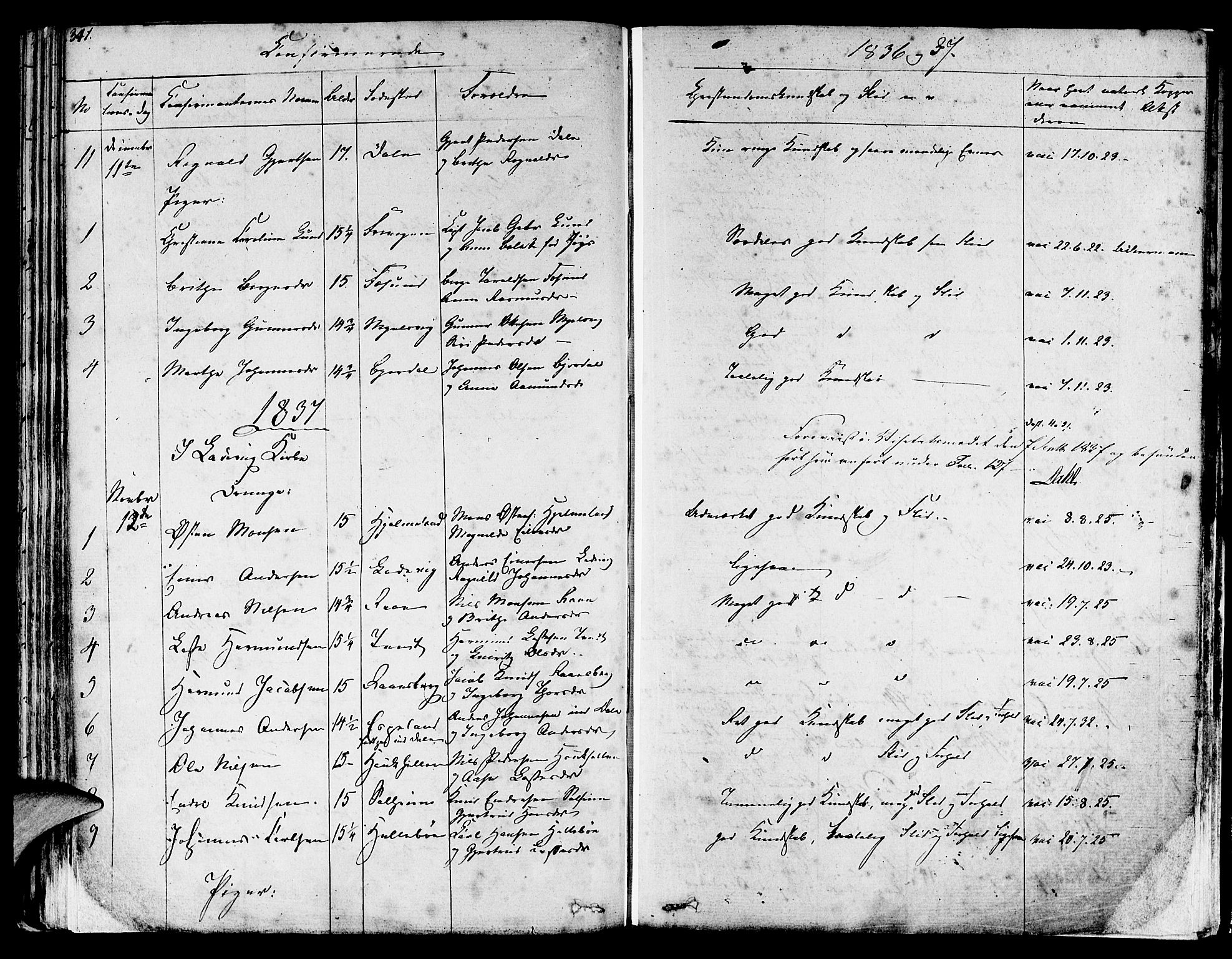 Lavik sokneprestembete, SAB/A-80901: Parish register (official) no. A 2I, 1821-1842, p. 341
