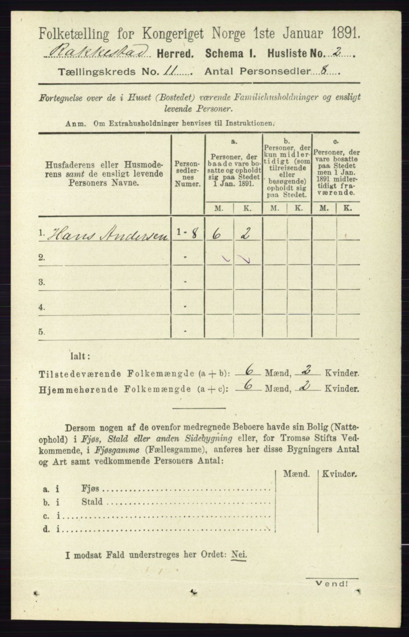 RA, 1891 census for 0128 Rakkestad, 1891, p. 5080