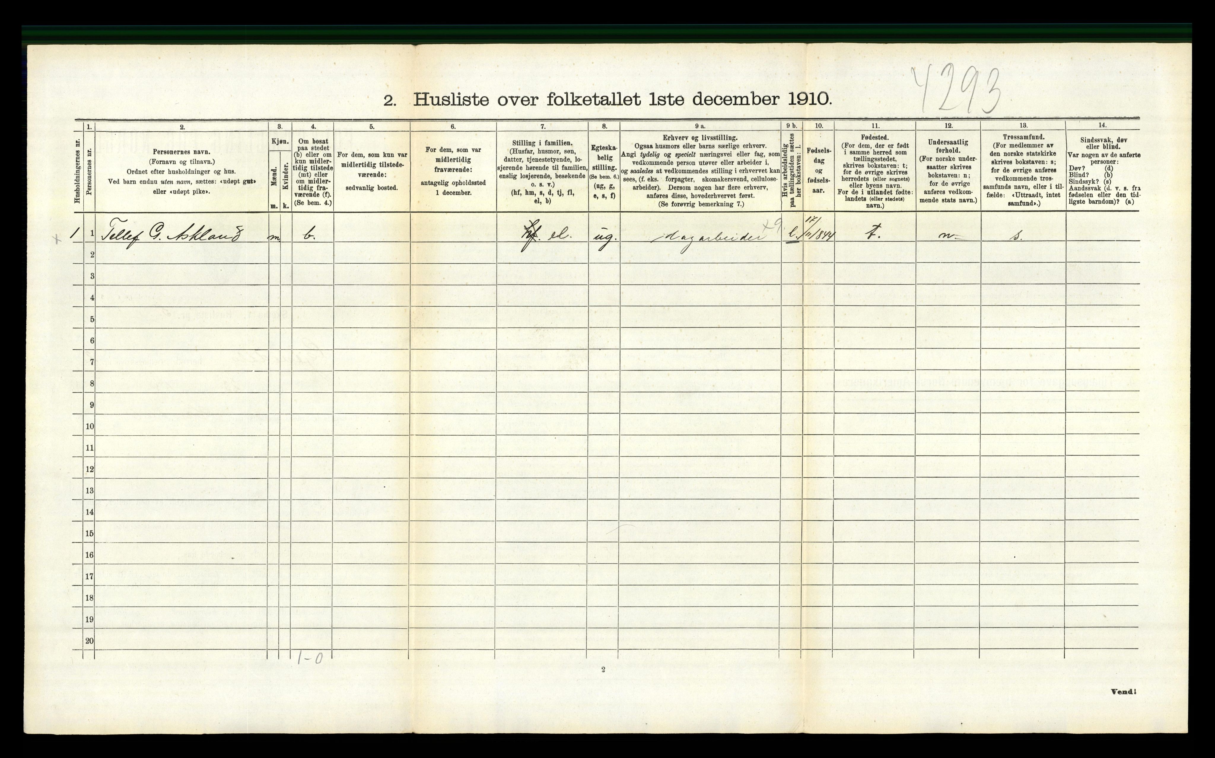 RA, 1910 census for Gjøvdal, 1910, p. 123