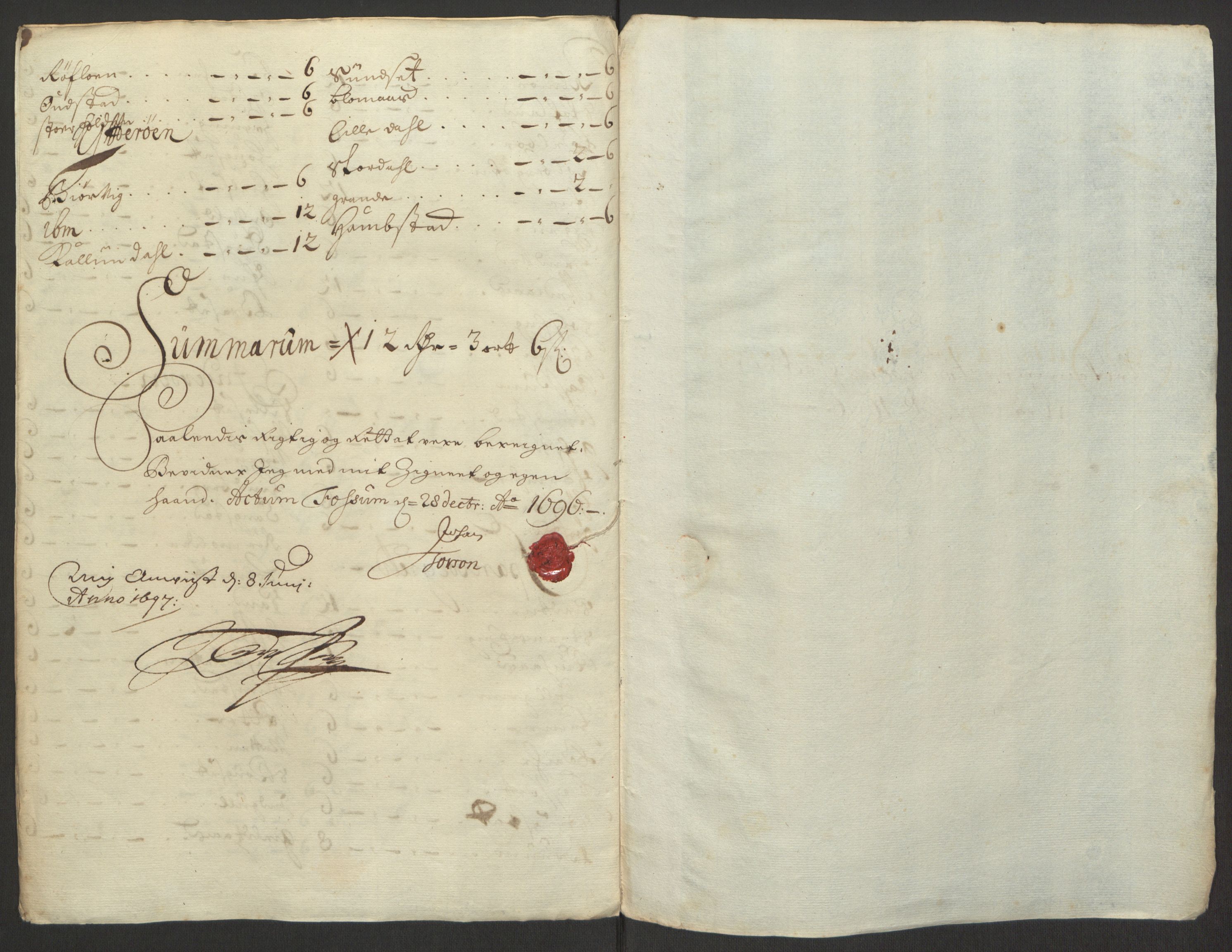 Rentekammeret inntil 1814, Reviderte regnskaper, Fogderegnskap, RA/EA-4092/R63/L4309: Fogderegnskap Inderøy, 1695-1697, p. 304