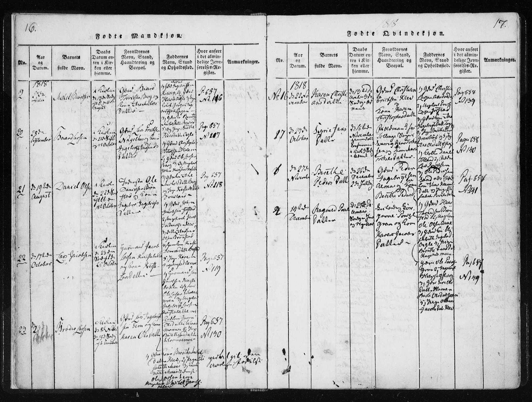 Ministerialprotokoller, klokkerbøker og fødselsregistre - Nord-Trøndelag, SAT/A-1458/749/L0469: Parish register (official) no. 749A03, 1817-1857, p. 16-17
