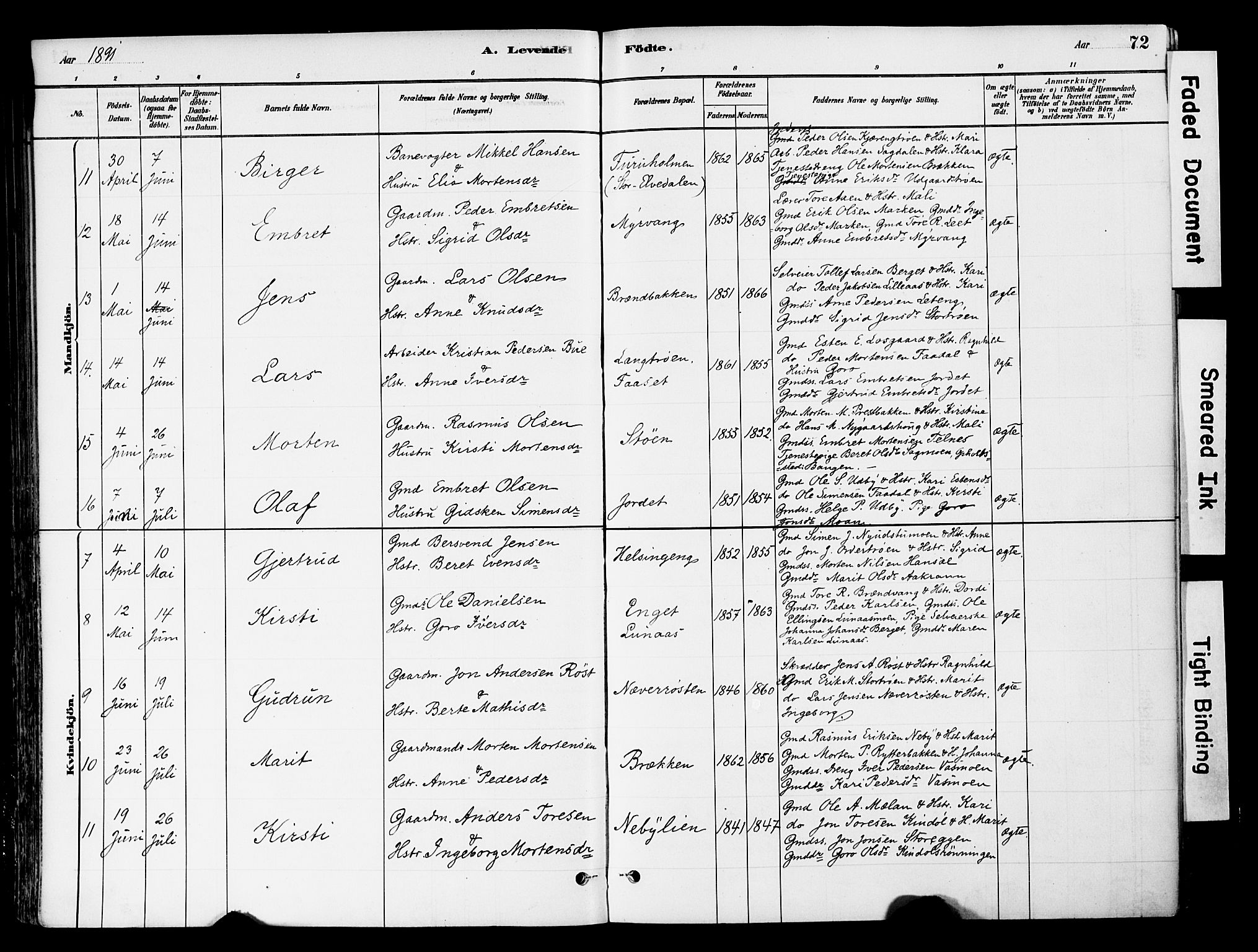 Tynset prestekontor, SAH/PREST-058/H/Ha/Haa/L0022: Parish register (official) no. 22, 1880-1899, p. 72