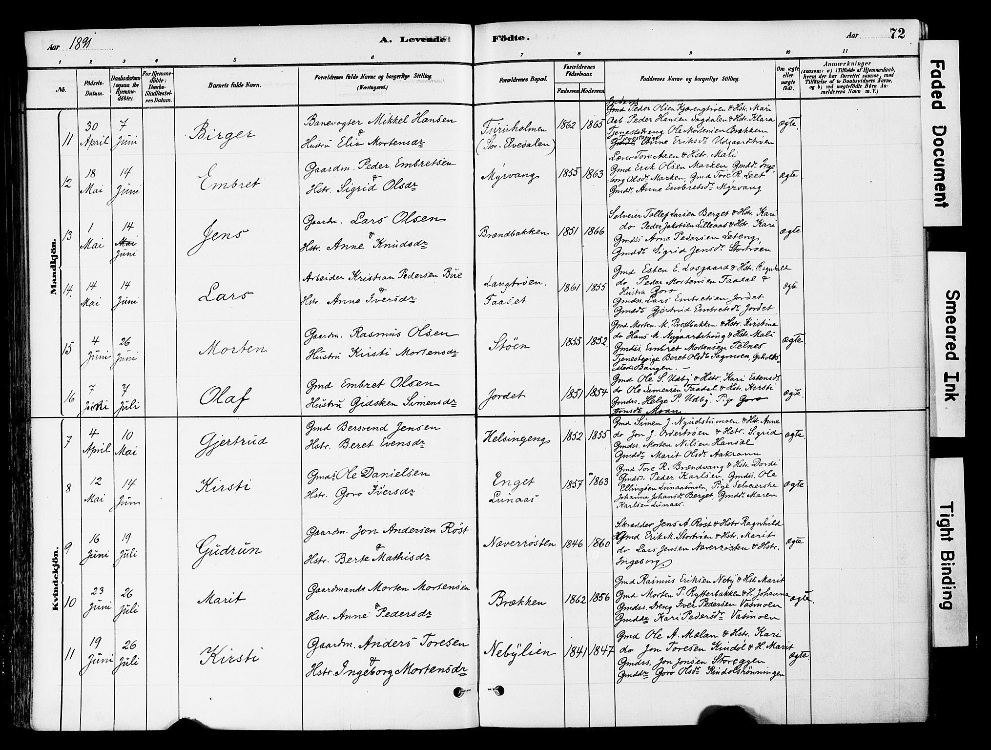 Tynset prestekontor, AV/SAH-PREST-058/H/Ha/Haa/L0022: Parish register (official) no. 22, 1880-1899, p. 72