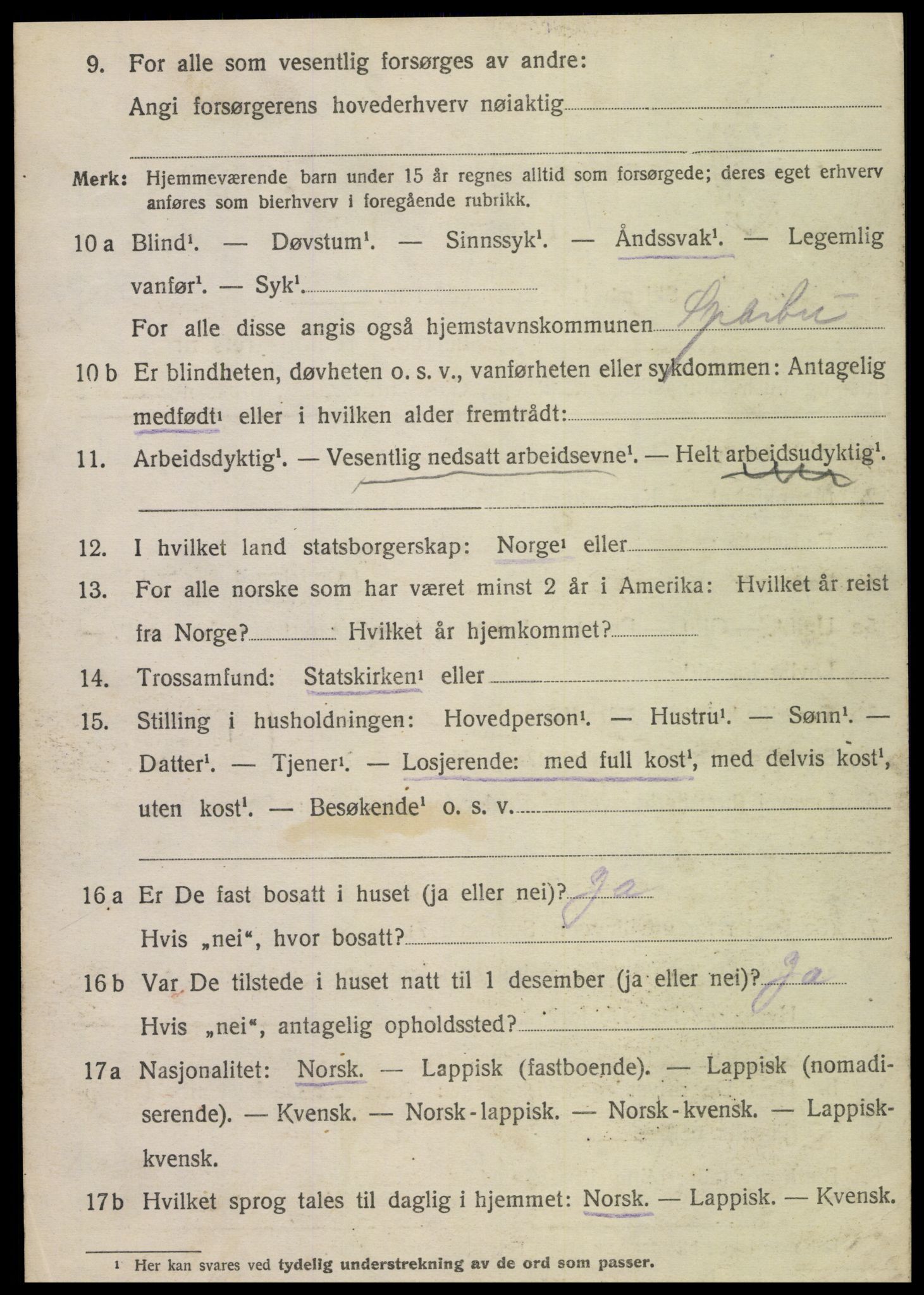 SAT, 1920 census for Sparbu, 1920, p. 3210