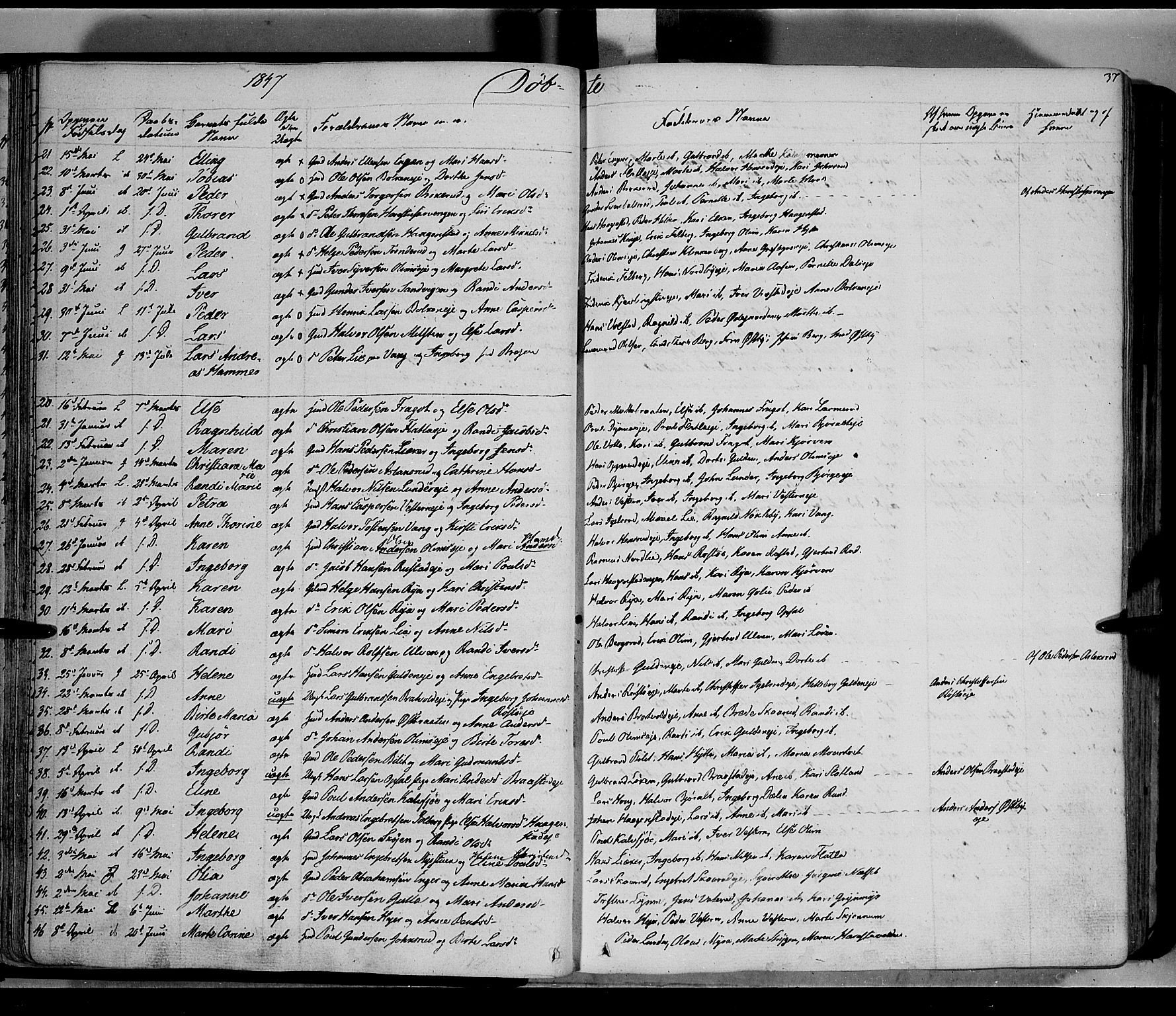 Jevnaker prestekontor, SAH/PREST-116/H/Ha/Haa/L0006: Parish register (official) no. 6, 1837-1857, p. 37