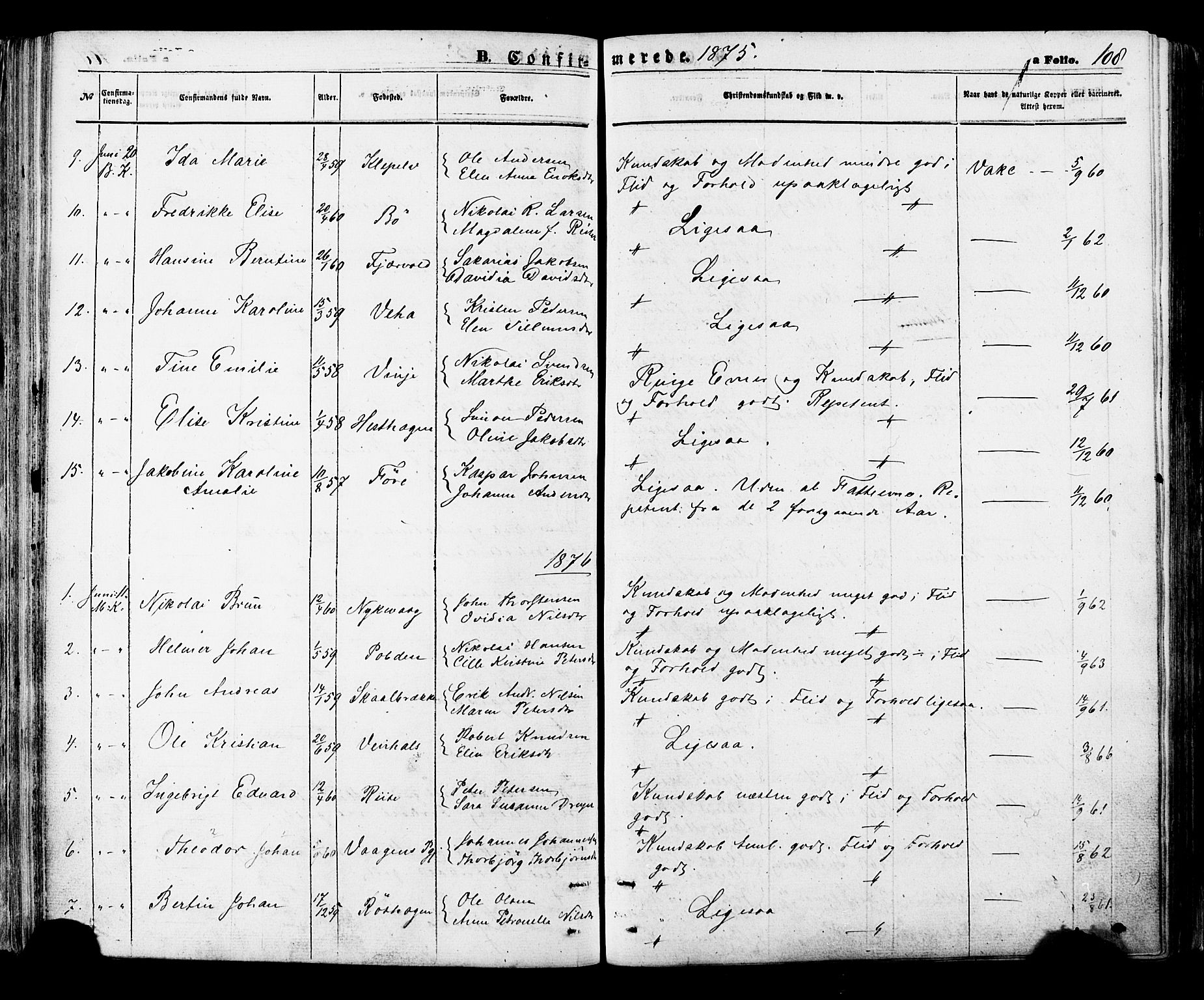Ministerialprotokoller, klokkerbøker og fødselsregistre - Nordland, SAT/A-1459/891/L1301: Parish register (official) no. 891A06, 1870-1878, p. 108