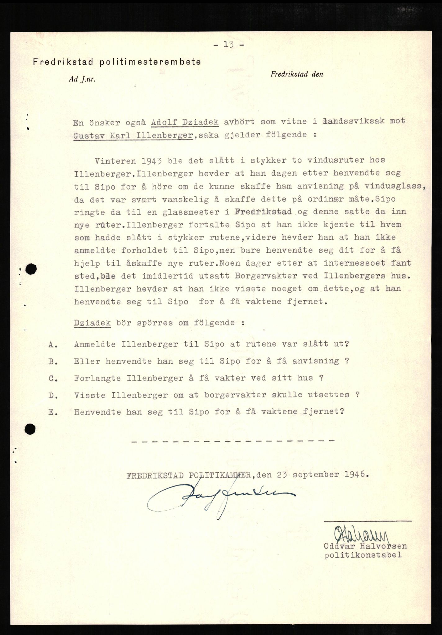 Forsvaret, Forsvarets overkommando II, AV/RA-RAFA-3915/D/Db/L0006: CI Questionaires. Tyske okkupasjonsstyrker i Norge. Tyskere., 1945-1946, p. 360