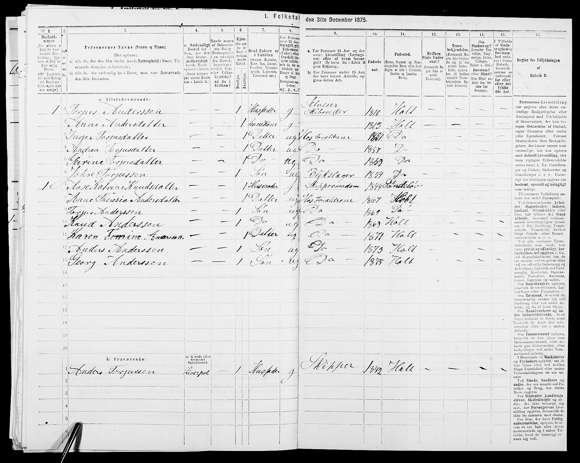 SAK, 1875 census for 0914L Holt/Holt, 1875, p. 635