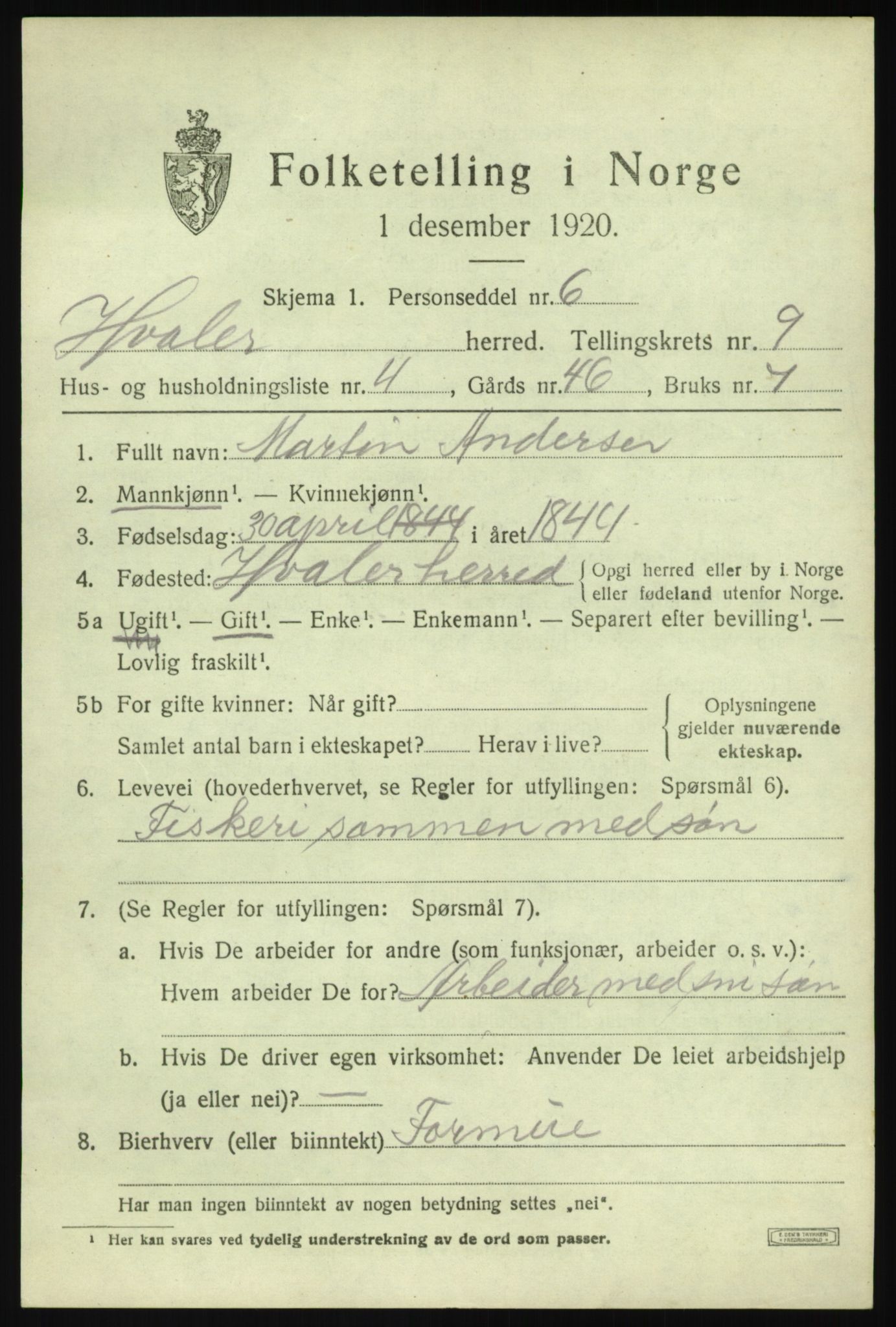 SAO, 1920 census for Hvaler, 1920, p. 8638