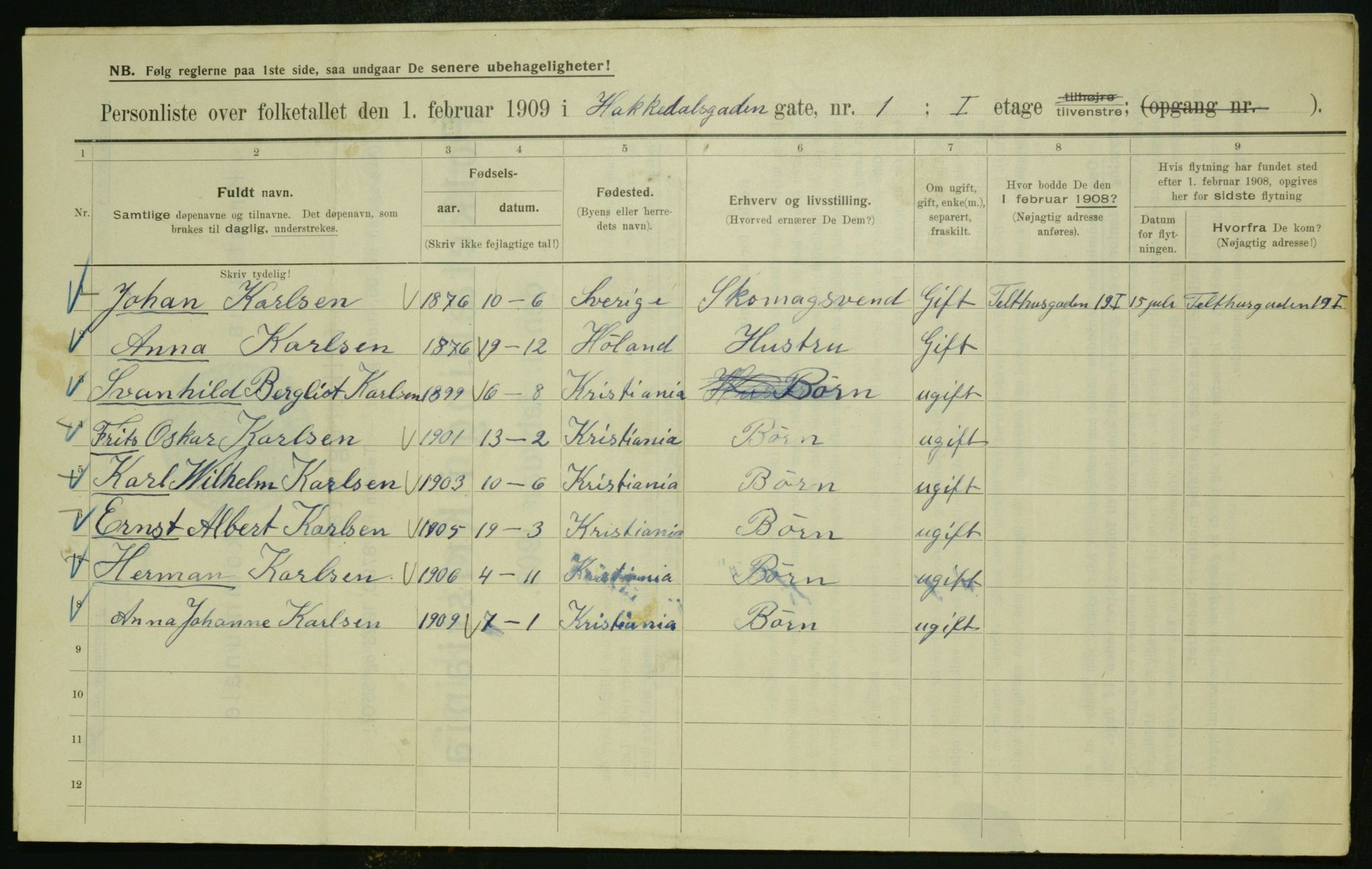 OBA, Municipal Census 1909 for Kristiania, 1909, p. 21850