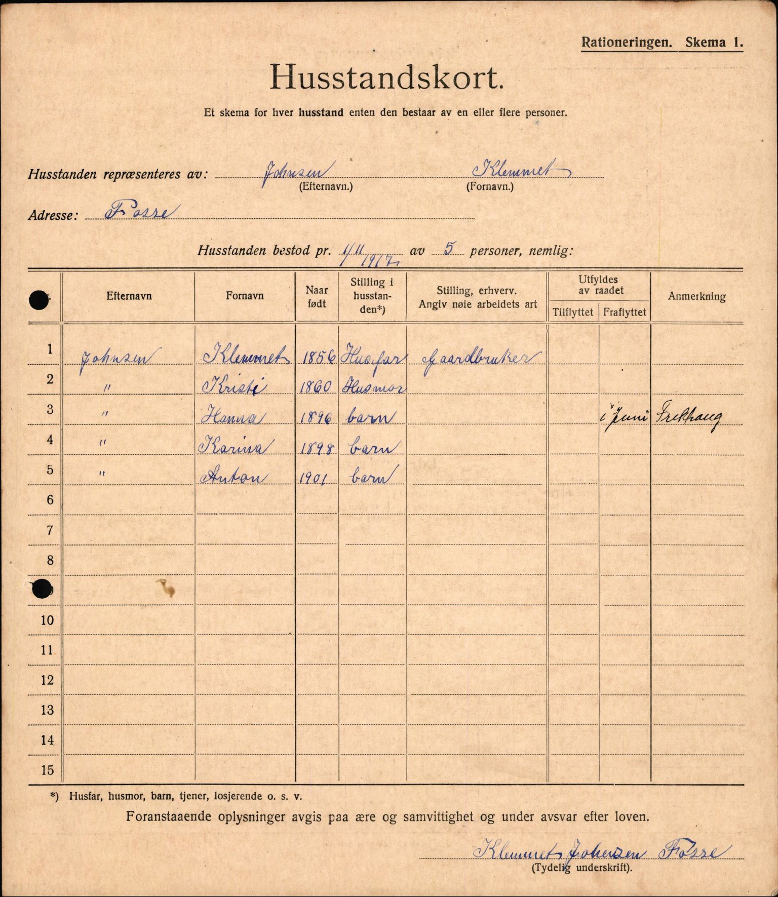 IKAH, Meland kommune, Provianteringsrådet, Husstander per 01.11.1917, 1917-1918, p. 240