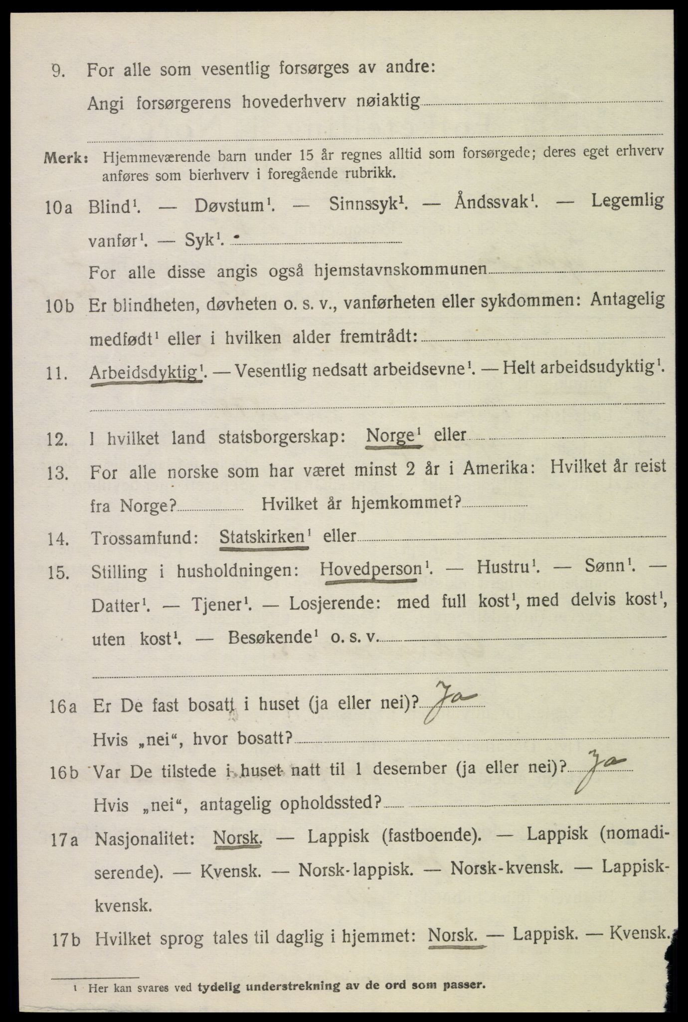 SAT, 1920 census for Ytterøy, 1920, p. 1012