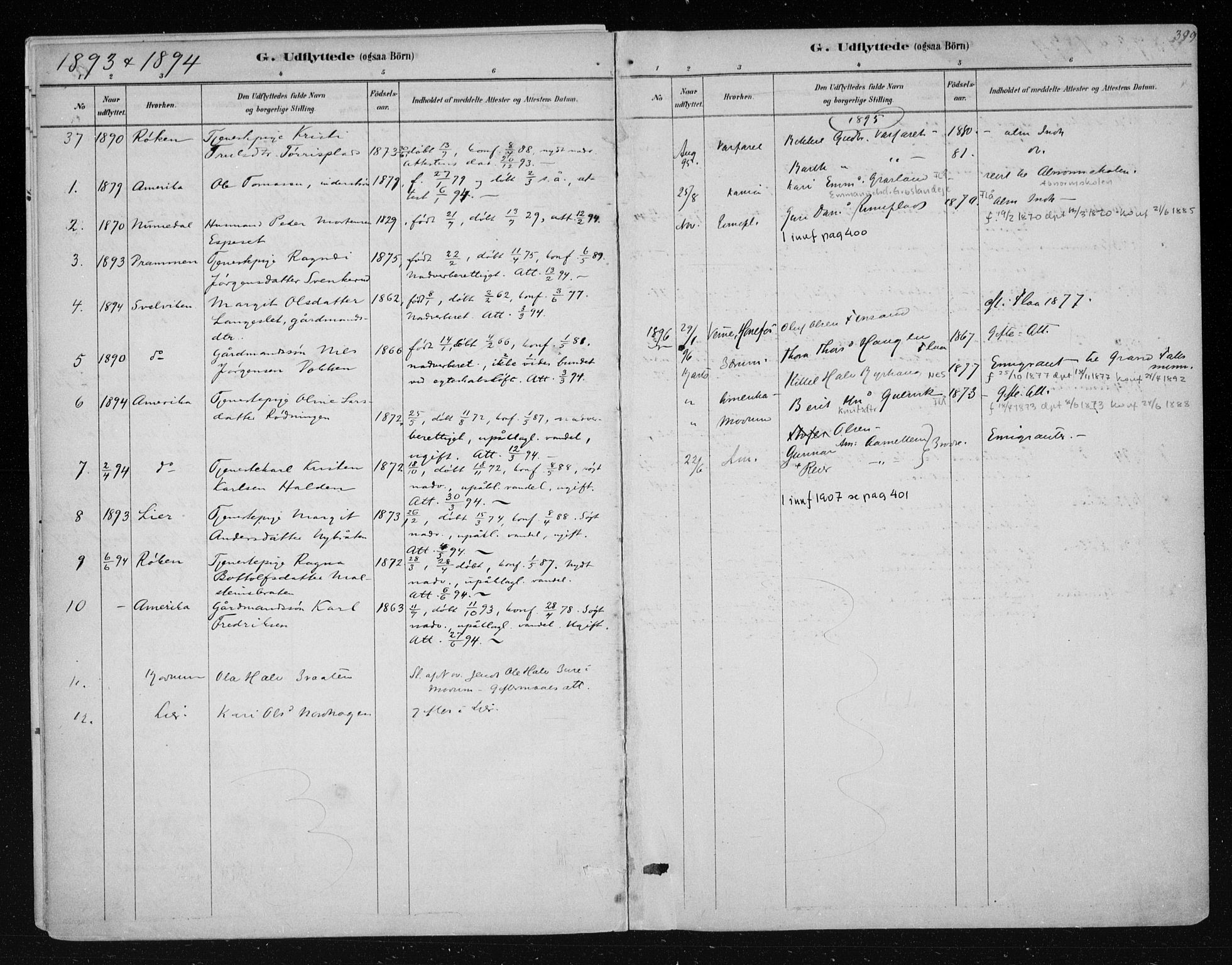 Nes kirkebøker, SAKO/A-236/F/Fa/L0011: Parish register (official) no. 11, 1881-1912, p. 399