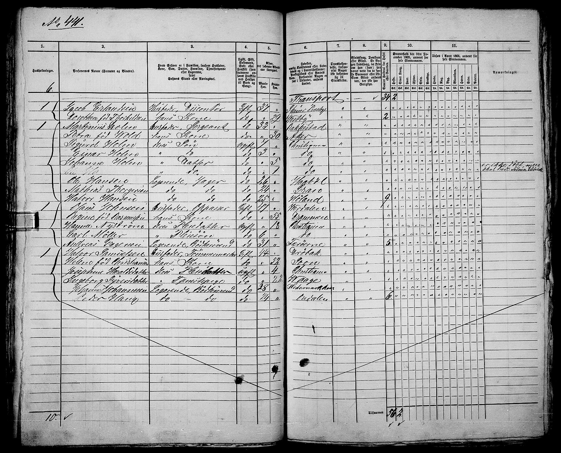 RA, 1865 census for Kristiania, 1865, p. 1212