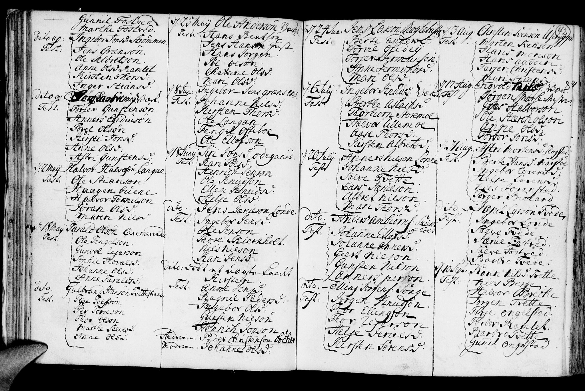 Holt sokneprestkontor, AV/SAK-1111-0021/F/Fb/L0005: Parish register (copy) no. B 5, 1746-1764, p. 42