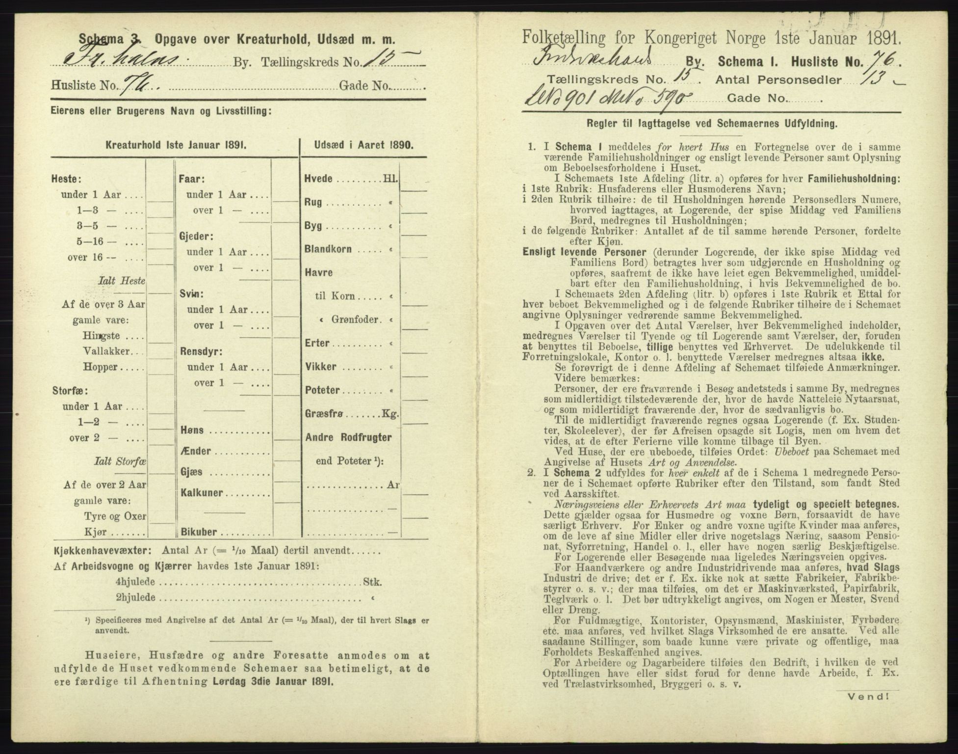 RA, 1891 census for 0101 Fredrikshald, 1891, p. 1464