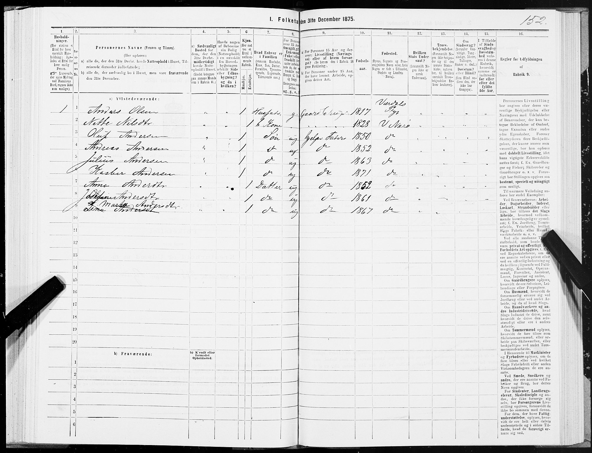 SAT, 1875 census for 1751P Nærøy, 1875, p. 3152