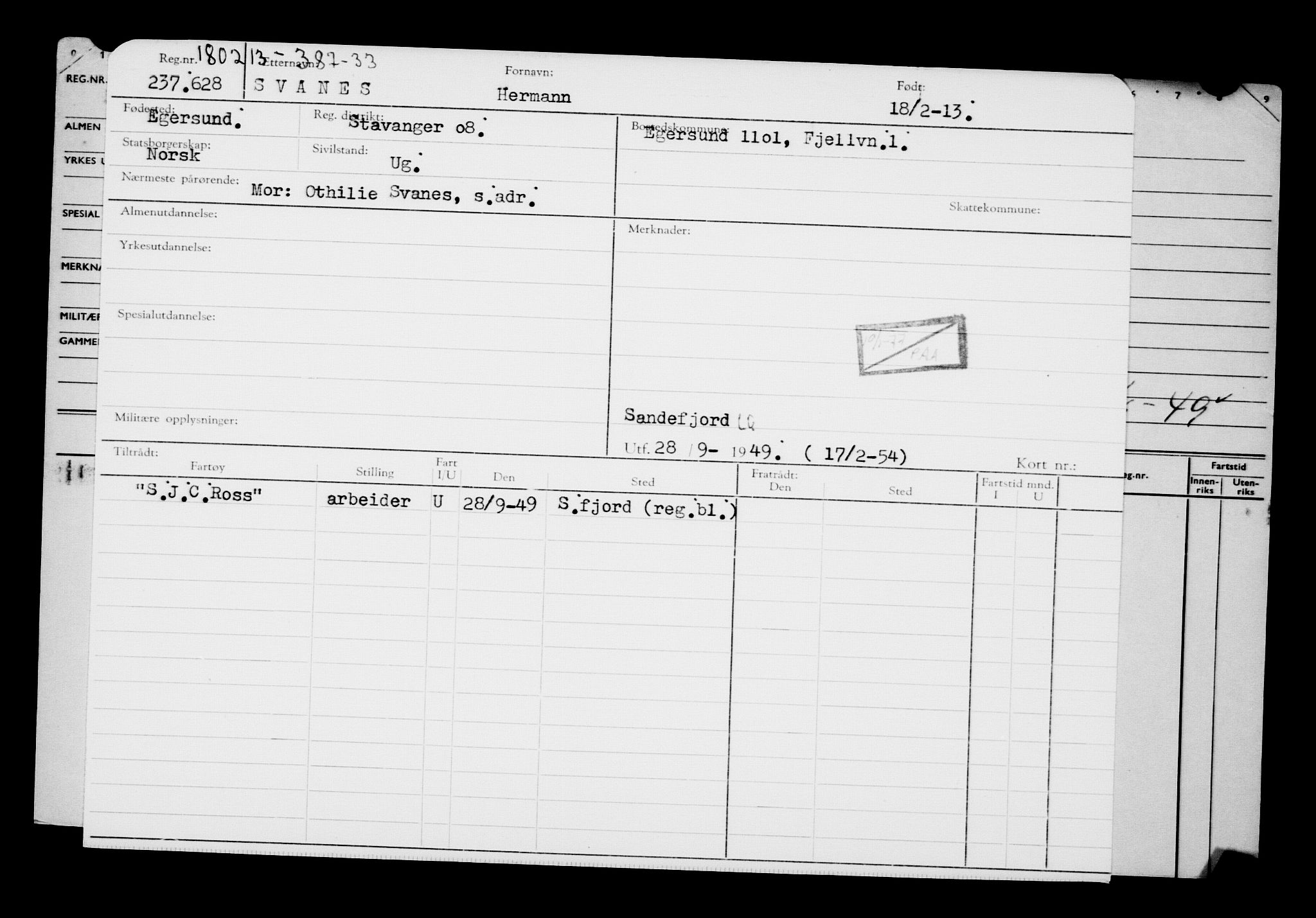 Direktoratet for sjømenn, AV/RA-S-3545/G/Gb/L0110: Hovedkort, 1913, p. 614