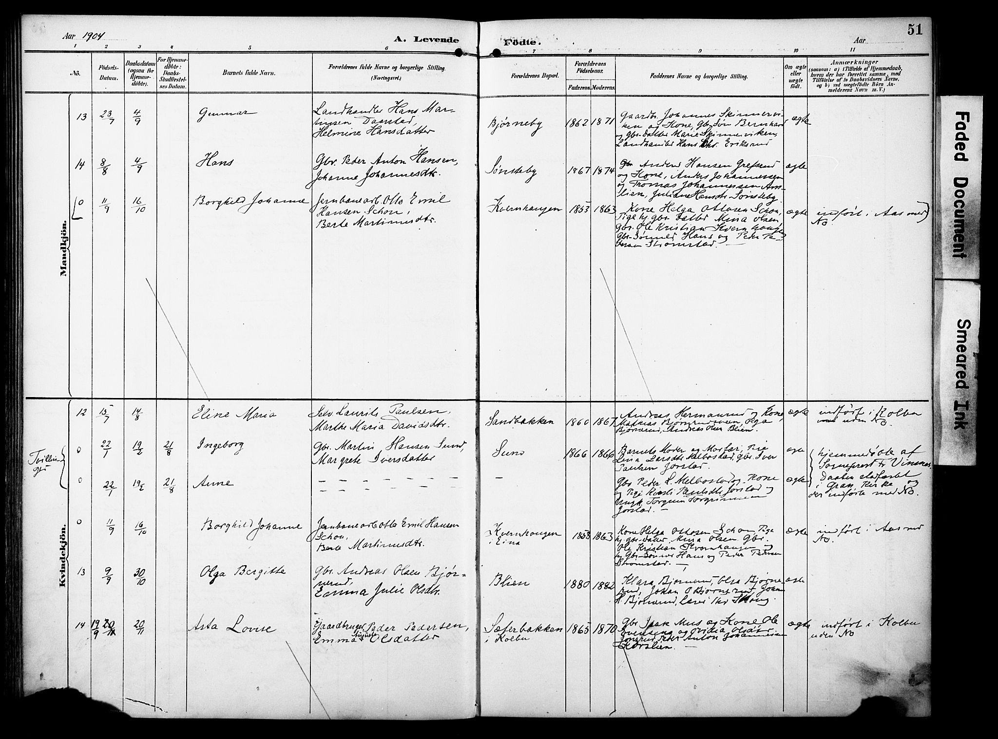 Vestre Toten prestekontor, AV/SAH-PREST-108/H/Ha/Haa/L0012: Parish register (official) no. 12, 1890-1906, p. 51