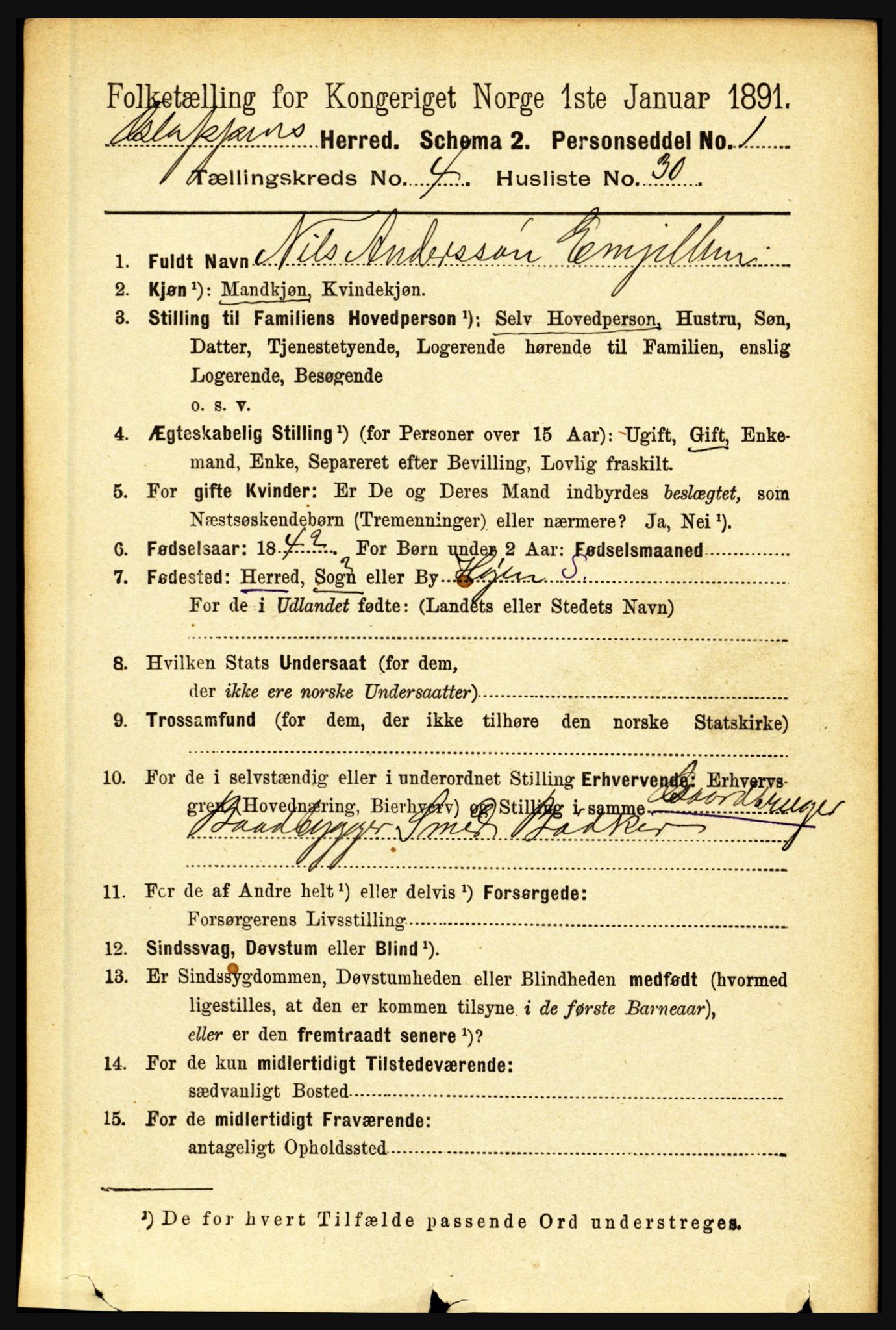 RA, 1891 census for 1445 Gloppen, 1891, p. 1924