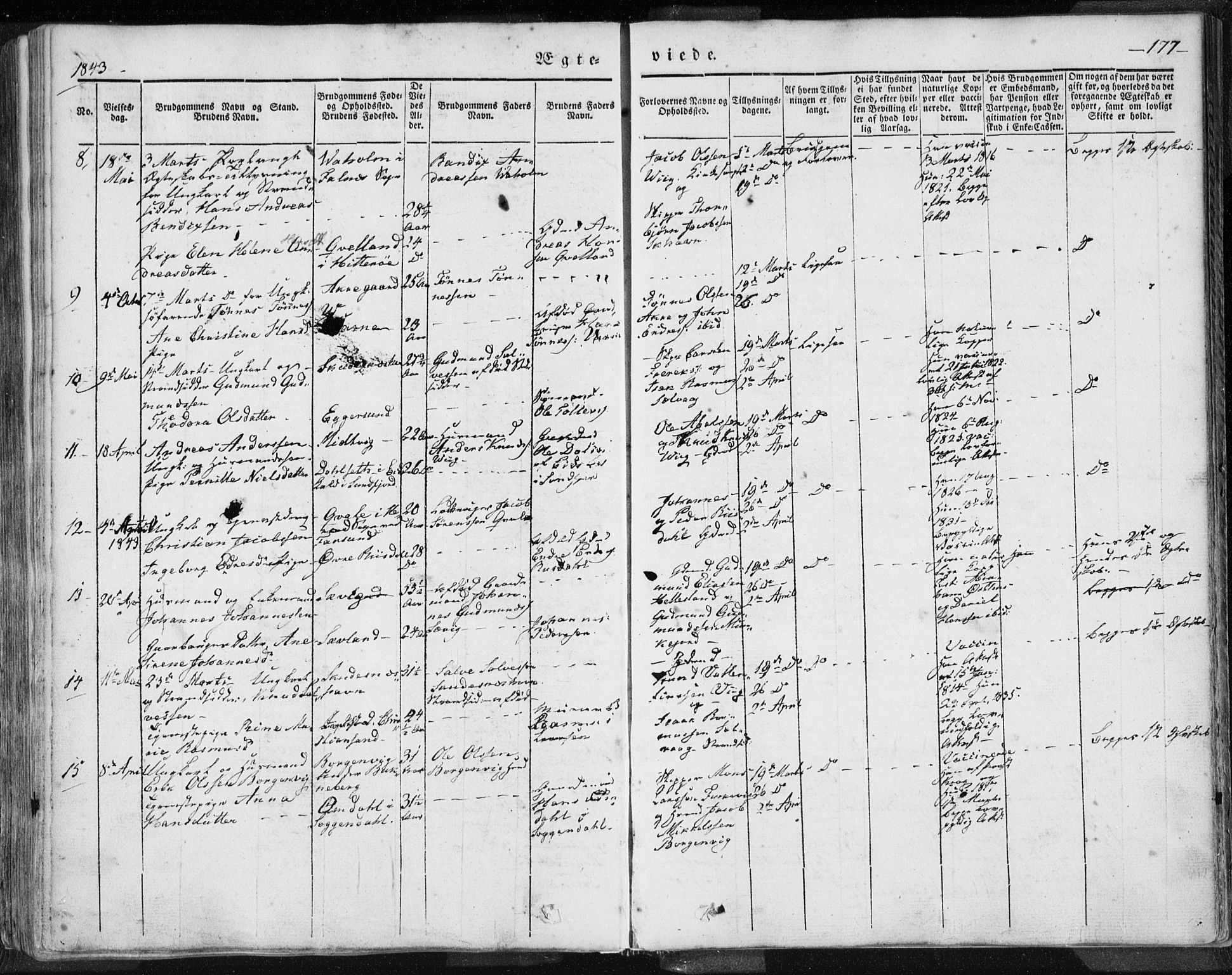 Skudenes sokneprestkontor, SAST/A -101849/H/Ha/Haa/L0002: Parish register (official) no. A 2.1, 1841-1846, p. 177