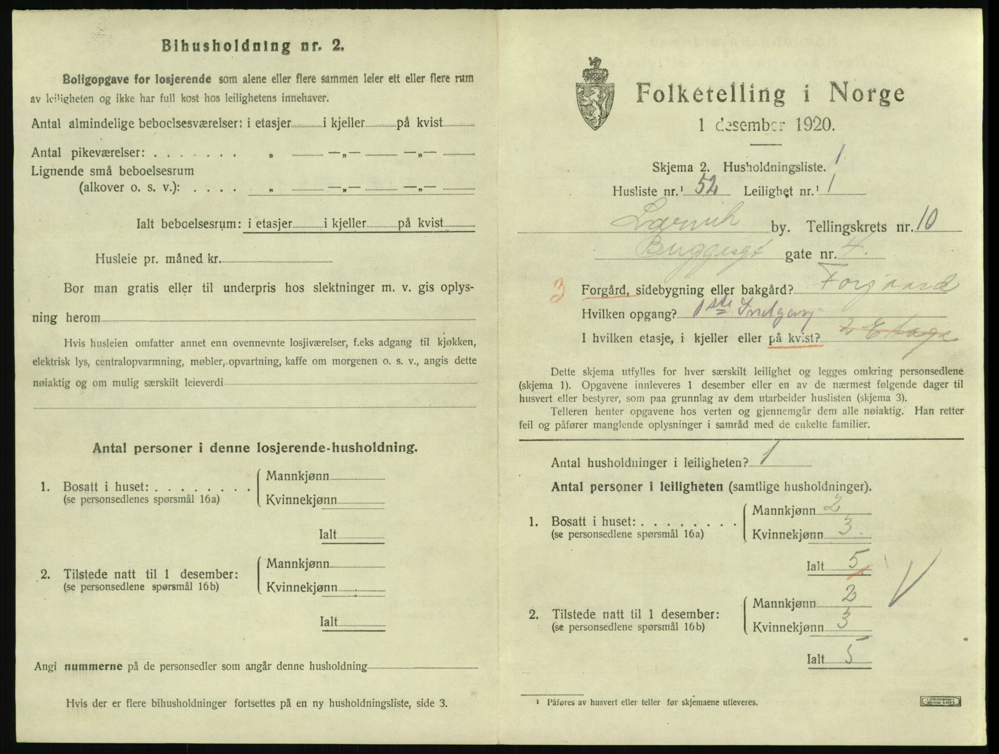 SAKO, 1920 census for Larvik, 1920, p. 7650