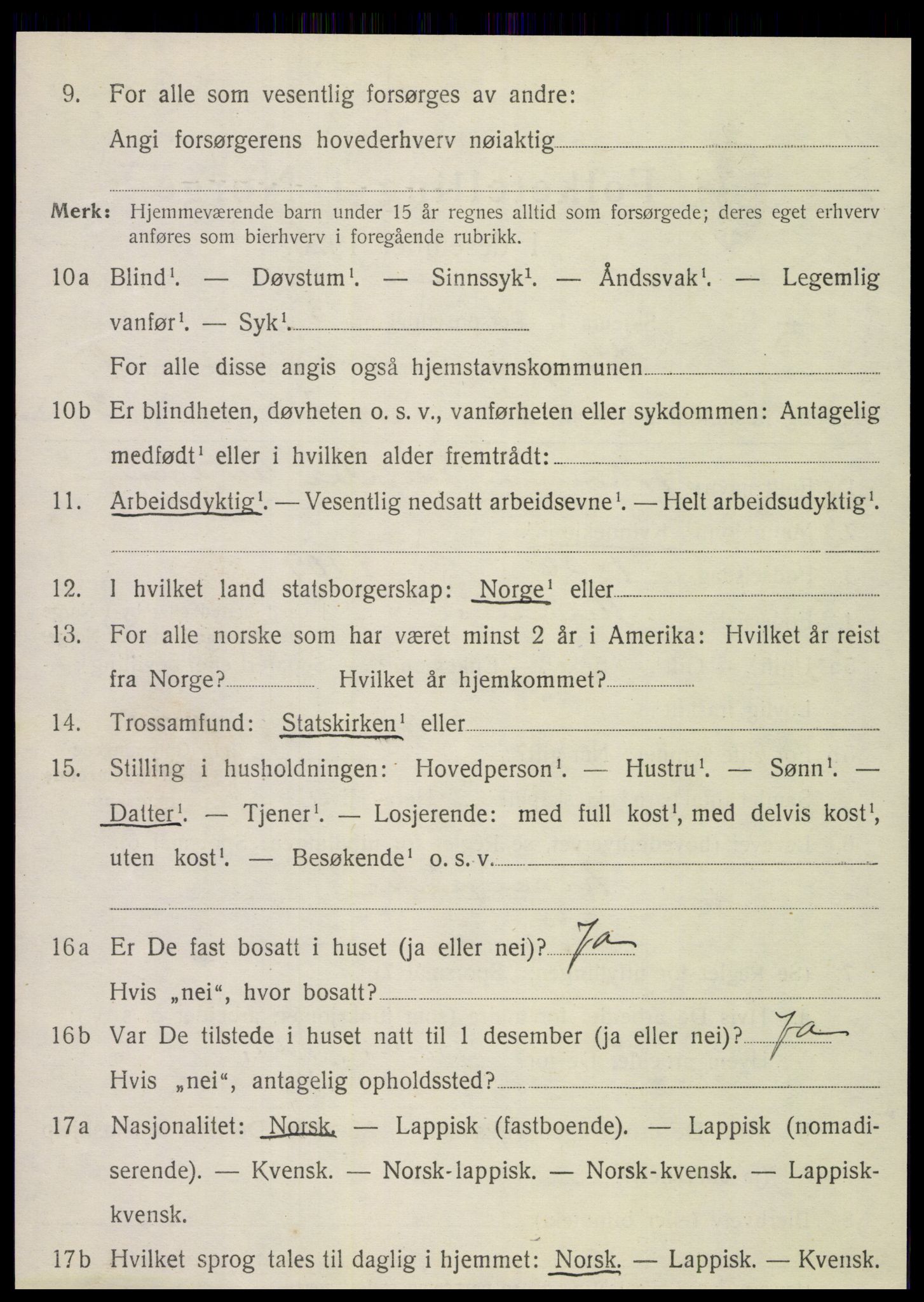 SAT, 1920 census for Korgen, 1920, p. 925
