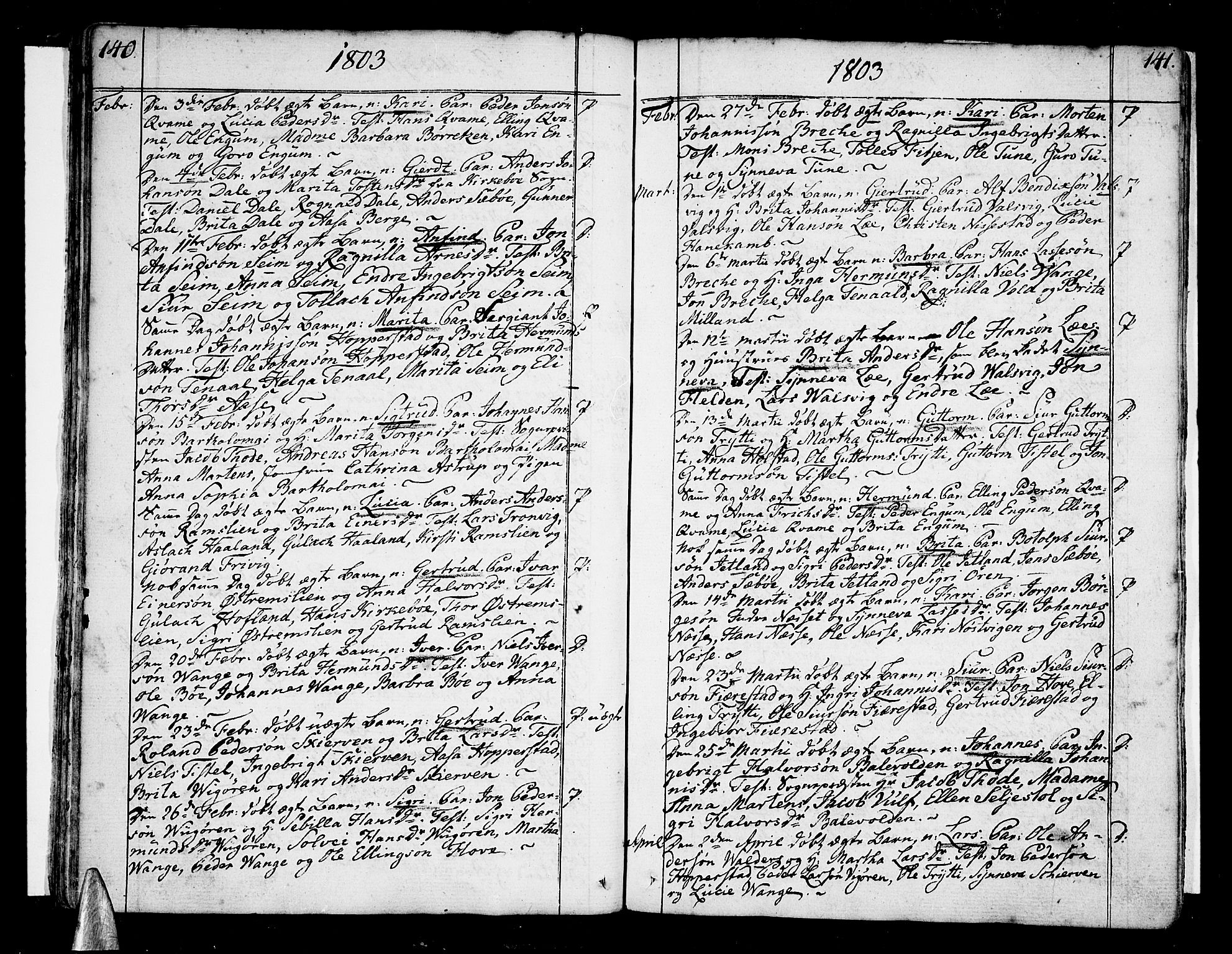 Vik sokneprestembete, SAB/A-81501: Parish register (official) no. A 5, 1787-1820, p. 140-141