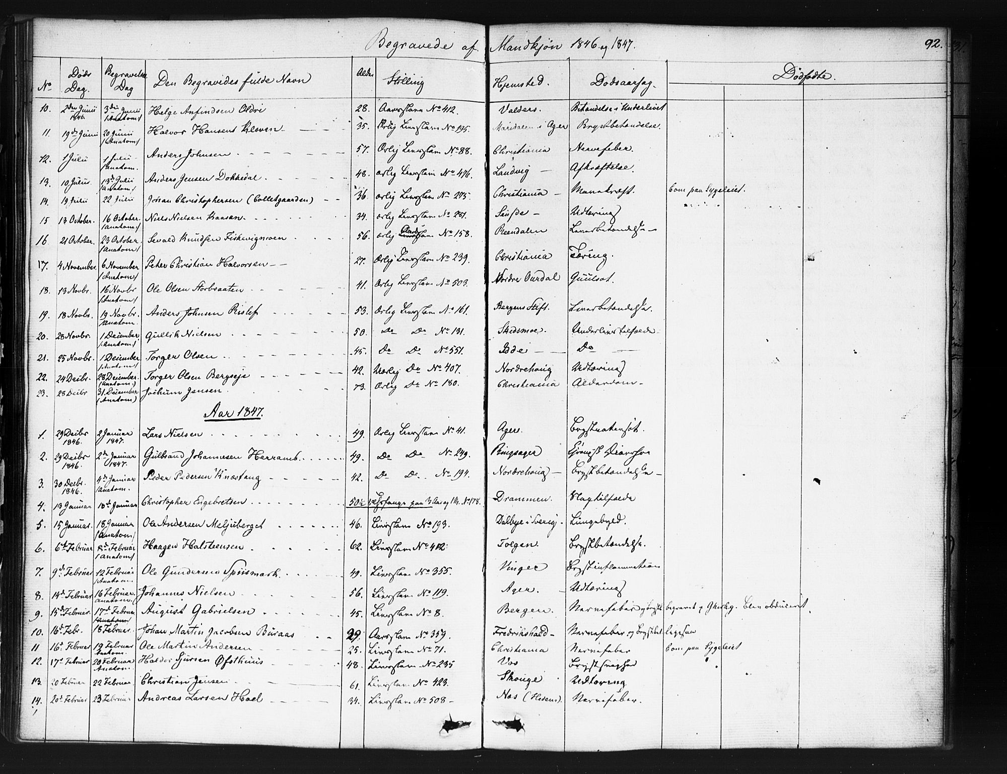 Kristiania tukthusprest Kirkebøker, SAO/A-10881/F/Fa/L0003: Parish register (official) no. 3, 1831-1865, p. 92