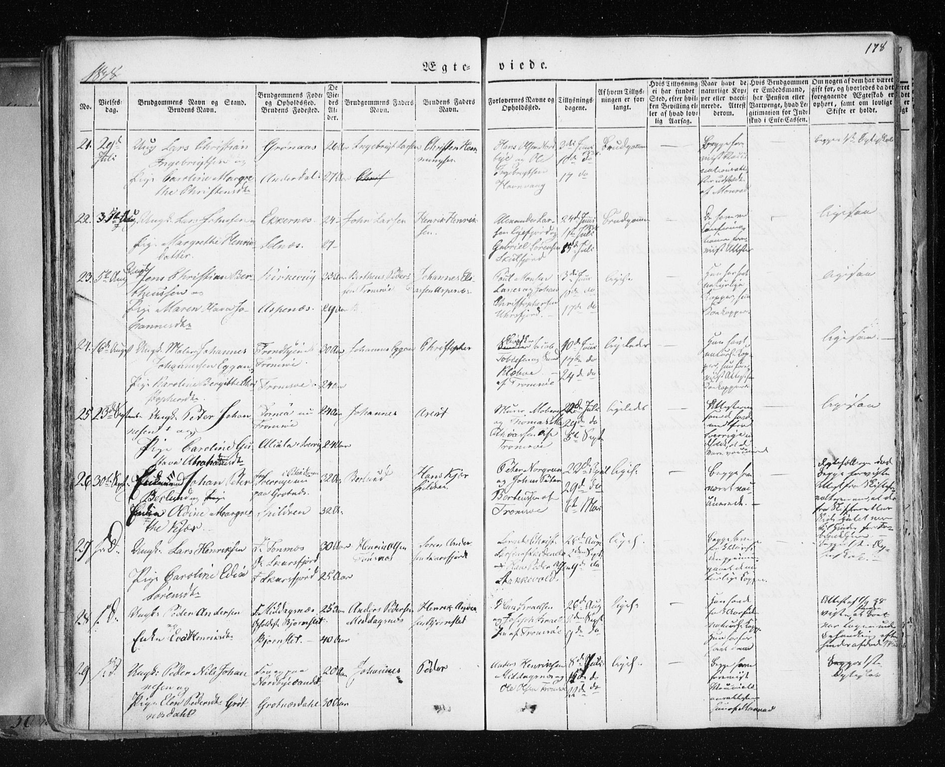 Tromsø sokneprestkontor/stiftsprosti/domprosti, SATØ/S-1343/G/Ga/L0009kirke: Parish register (official) no. 9, 1837-1847, p. 178