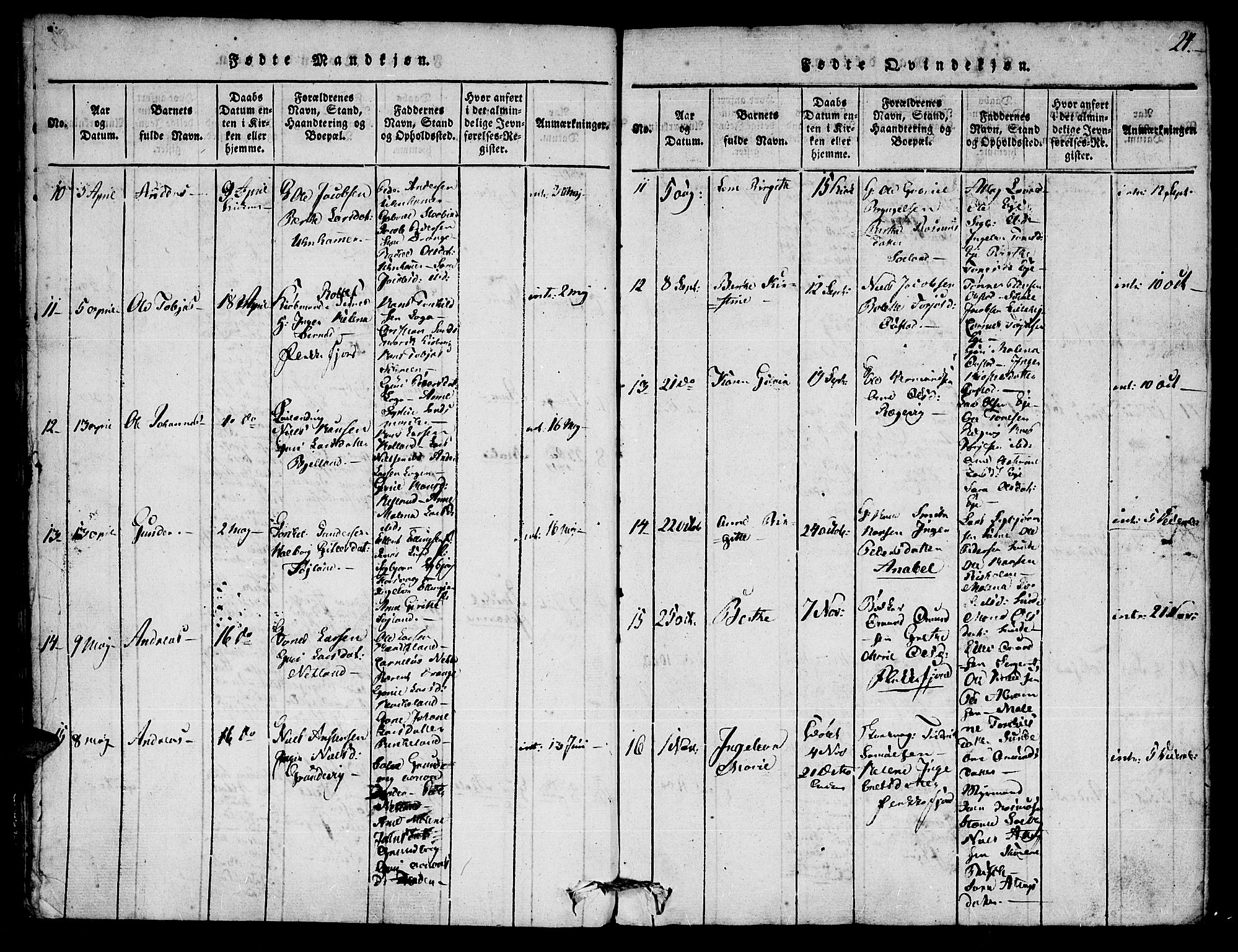 Flekkefjord sokneprestkontor, AV/SAK-1111-0012/F/Fa/Fac/L0002: Parish register (official) no. A 2, 1815-1826, p. 24