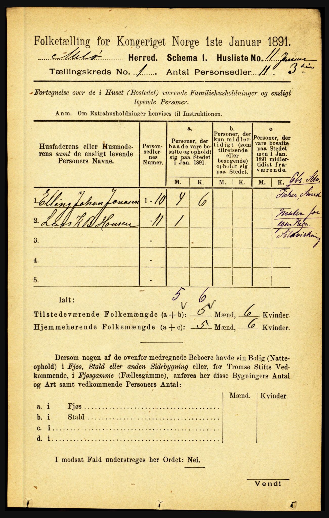 RA, 1891 census for 1837 Meløy, 1891, p. 35