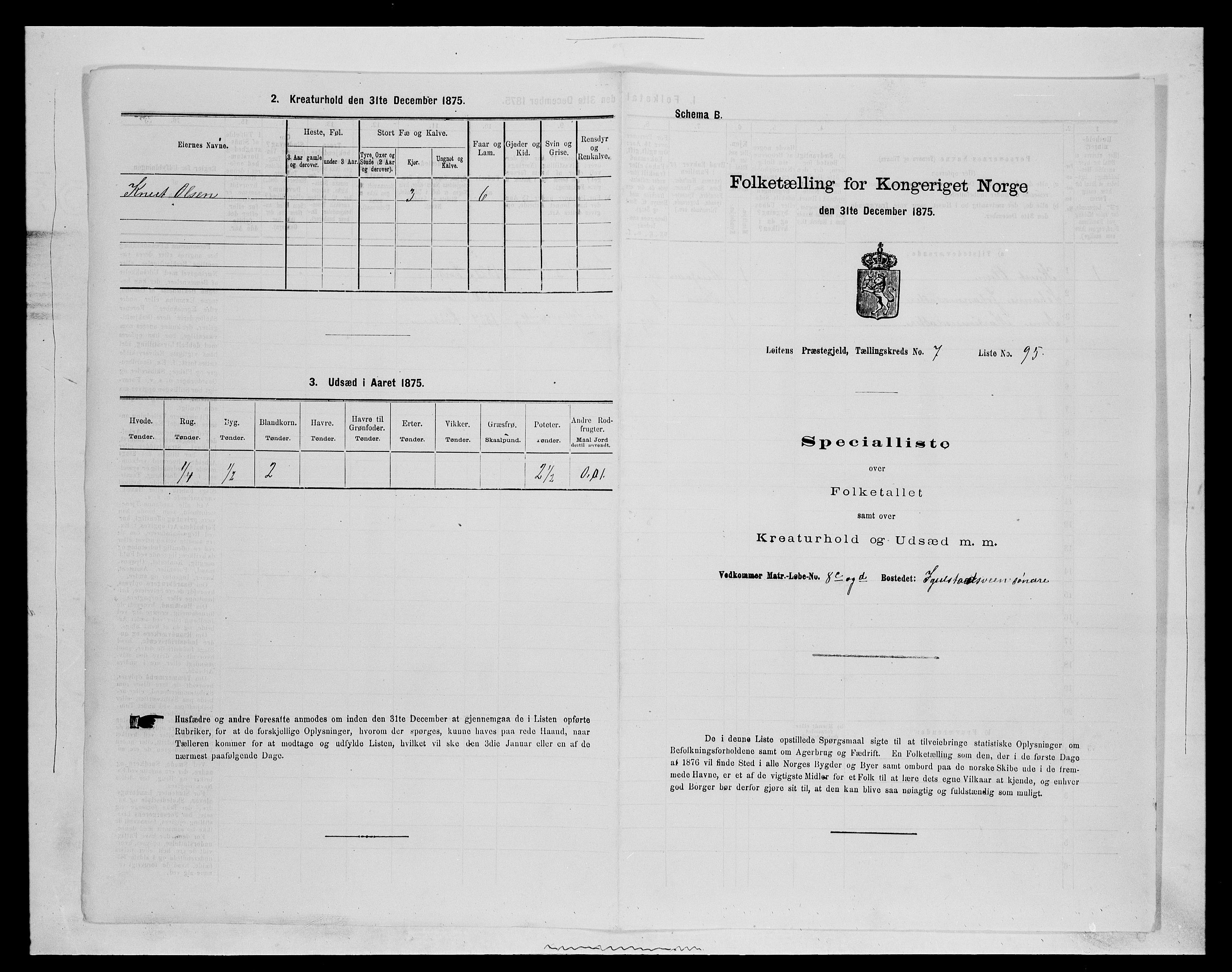 SAH, 1875 census for 0415P Løten, 1875, p. 1662