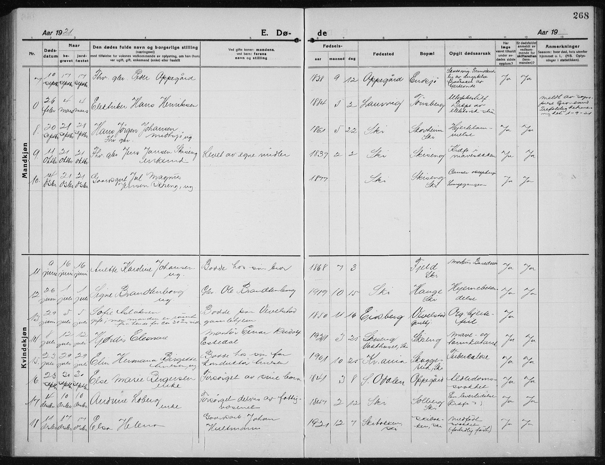 Kråkstad prestekontor Kirkebøker, SAO/A-10125a/G/Gb/L0002: Parish register (copy) no. II 2, 1921-1941, p. 268