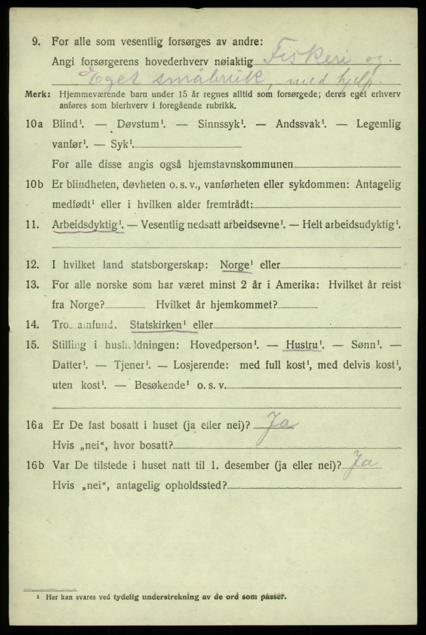 SAB, 1920 census for Sund, 1920, p. 5310