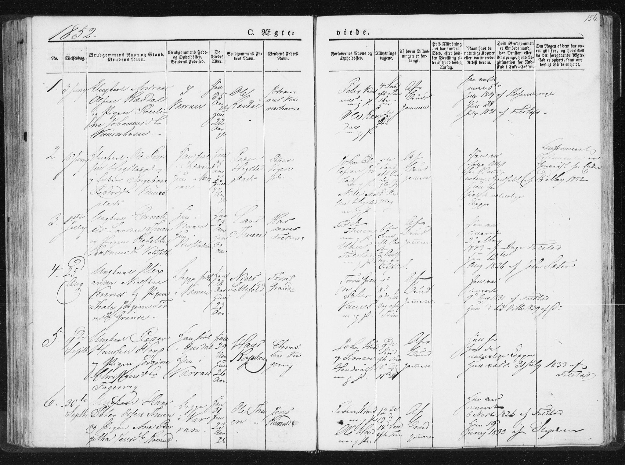Ministerialprotokoller, klokkerbøker og fødselsregistre - Nord-Trøndelag, SAT/A-1458/744/L0418: Parish register (official) no. 744A02, 1843-1866, p. 154