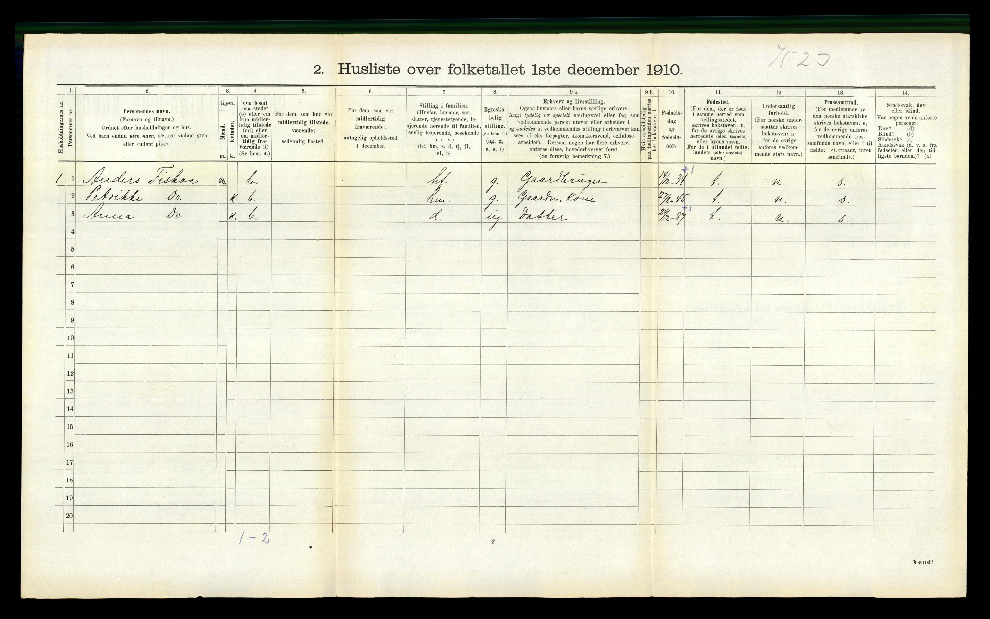 RA, 1910 census for Vanylven, 1910, p. 198