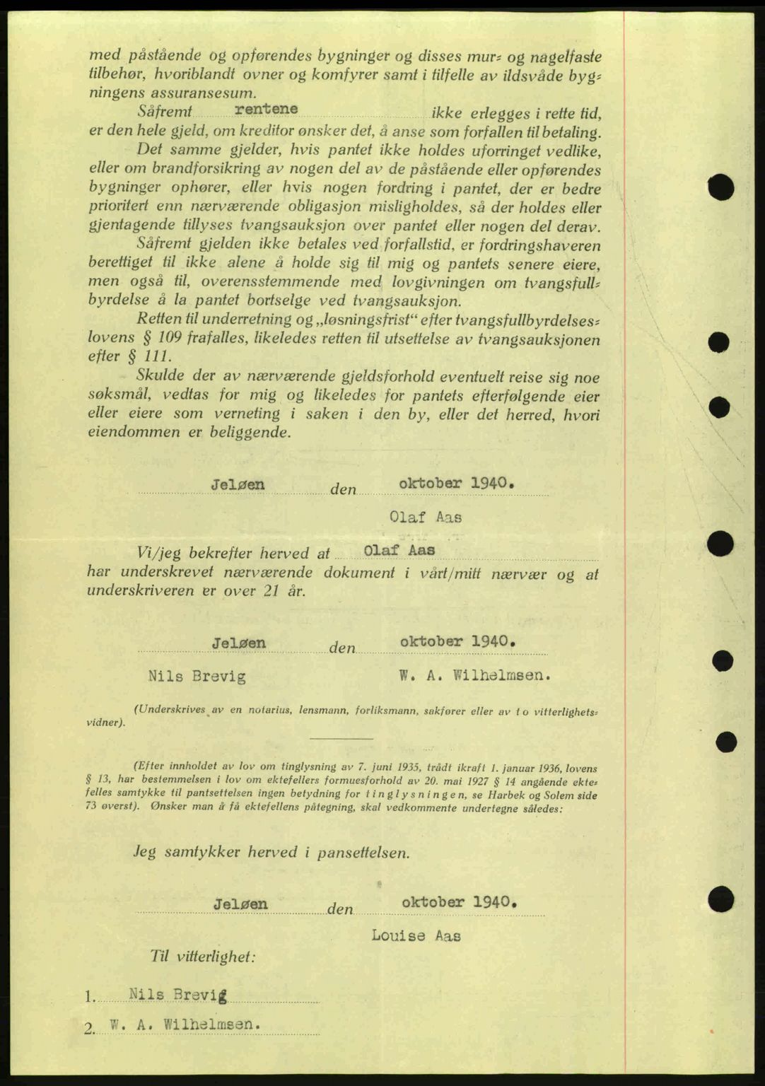 Moss sorenskriveri, SAO/A-10168: Mortgage book no. B10, 1940-1941, Diary no: : 1364/1940