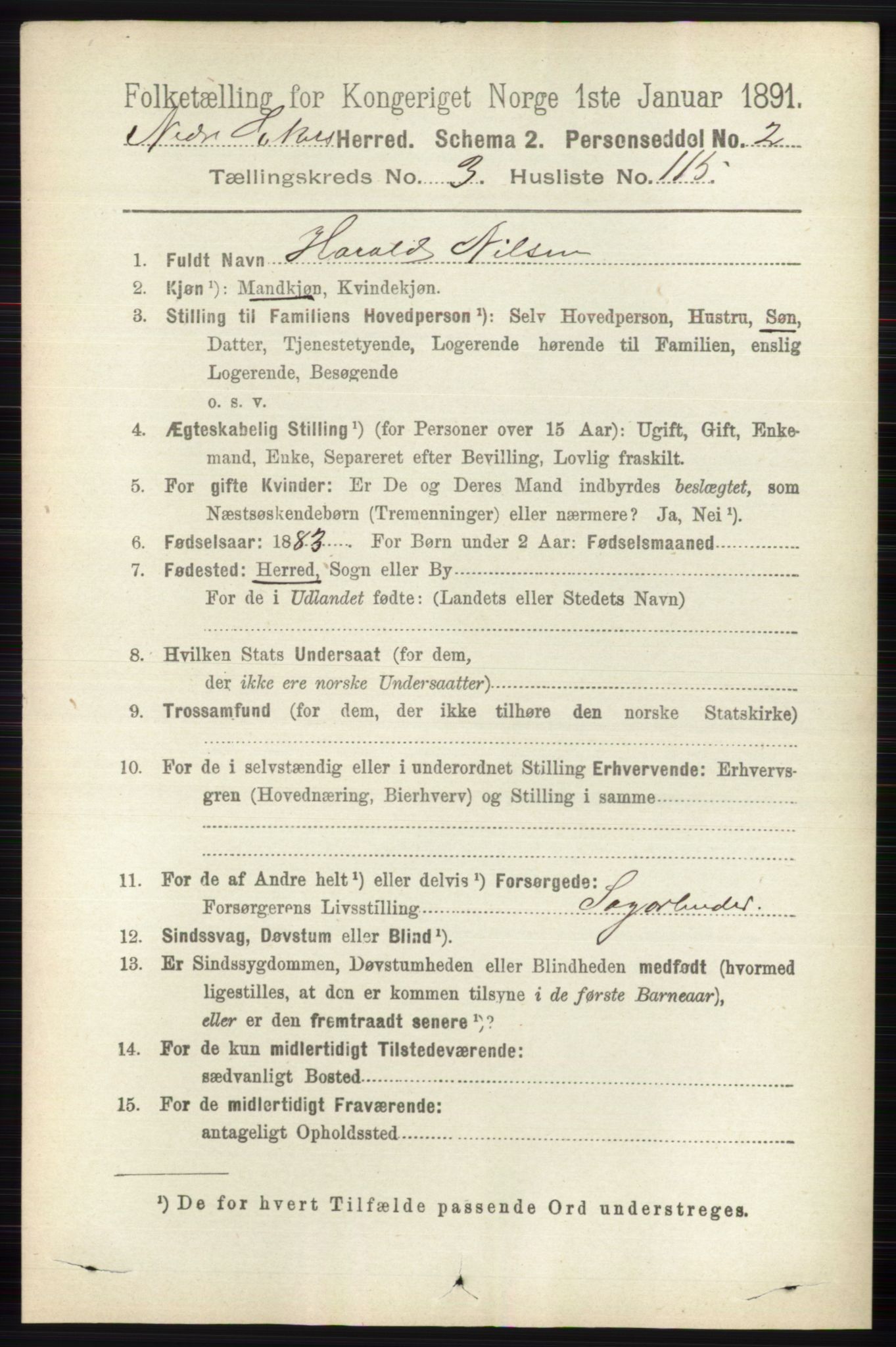 RA, 1891 census for 0625 Nedre Eiker, 1891, p. 1835