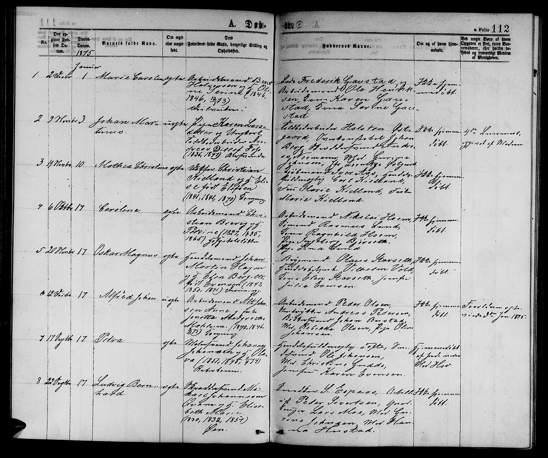 Ministerialprotokoller, klokkerbøker og fødselsregistre - Sør-Trøndelag, AV/SAT-A-1456/601/L0088: Parish register (copy) no. 601C06, 1870-1878, p. 112